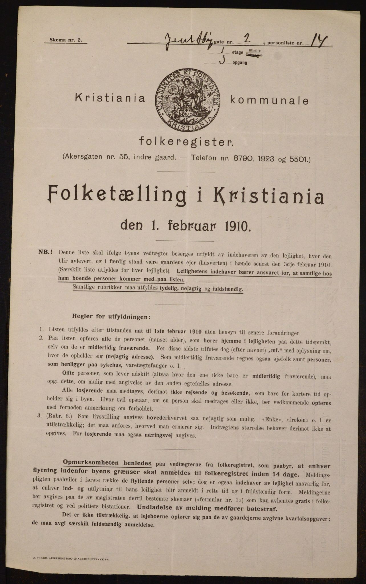 OBA, Municipal Census 1910 for Kristiania, 1910, p. 46297