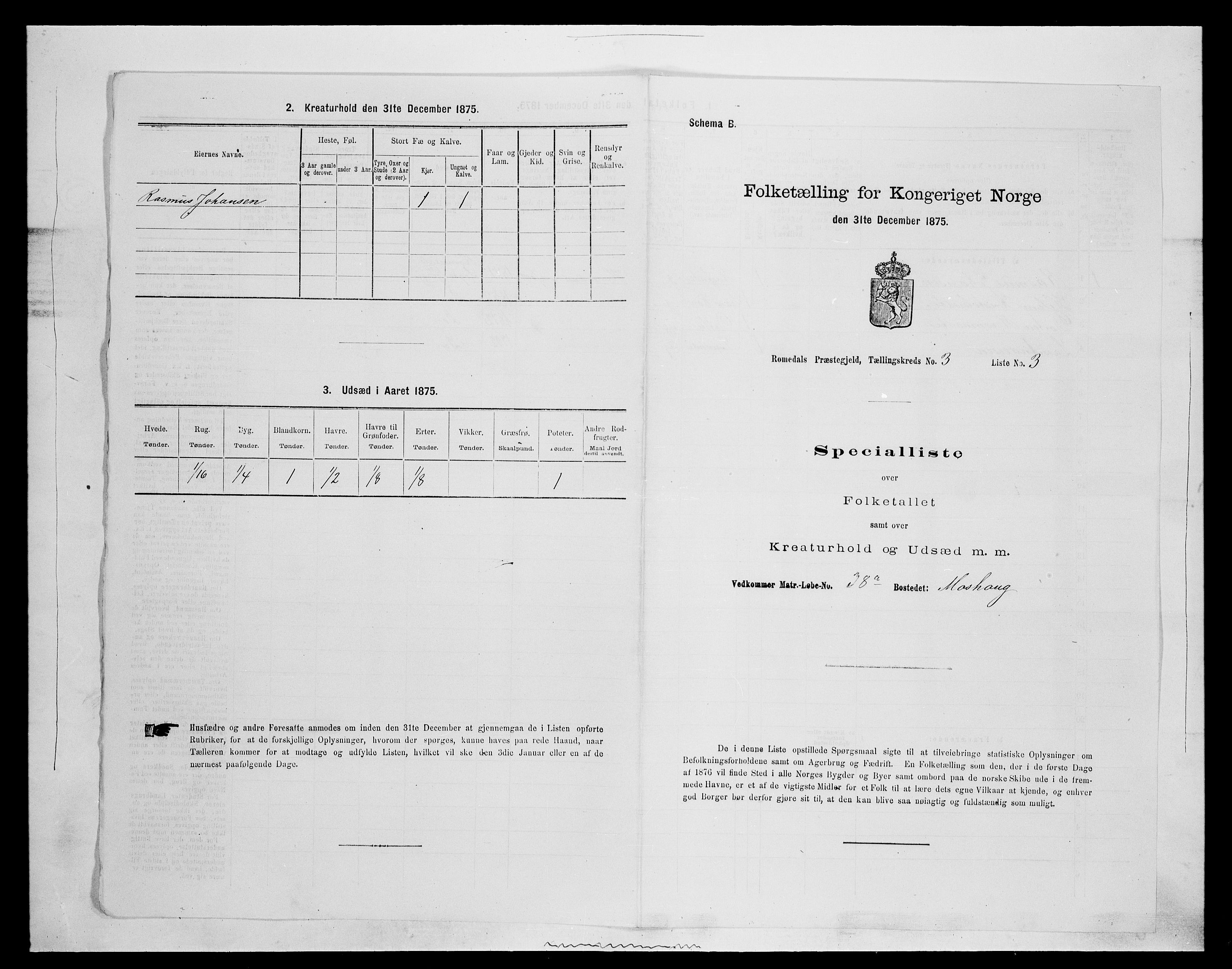 SAH, 1875 census for 0416P Romedal, 1875, p. 453