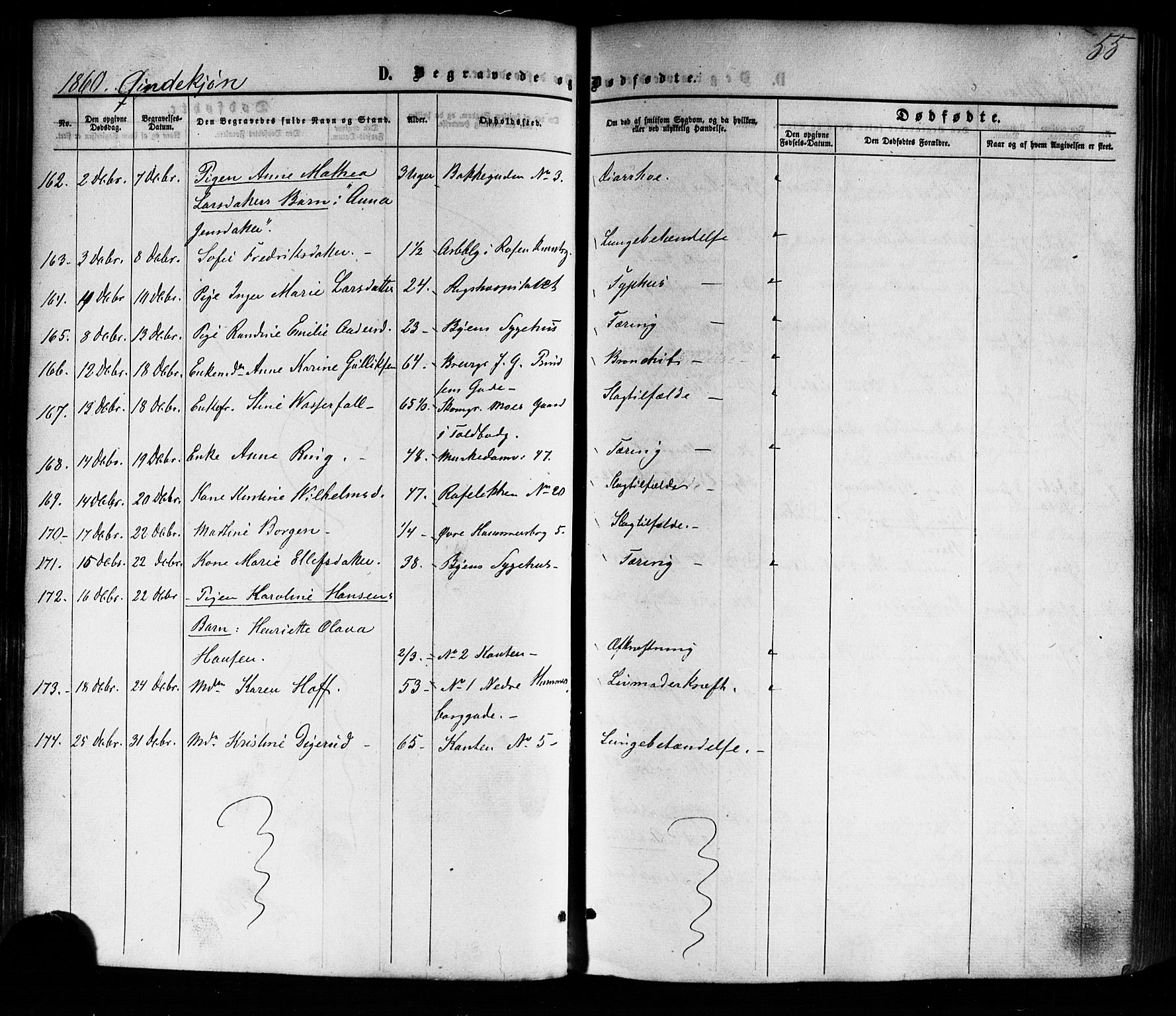 Trefoldighet prestekontor Kirkebøker, SAO/A-10882/F/Fd/L0001: Parish register (official) no. IV 1, 1858-1877, p. 55