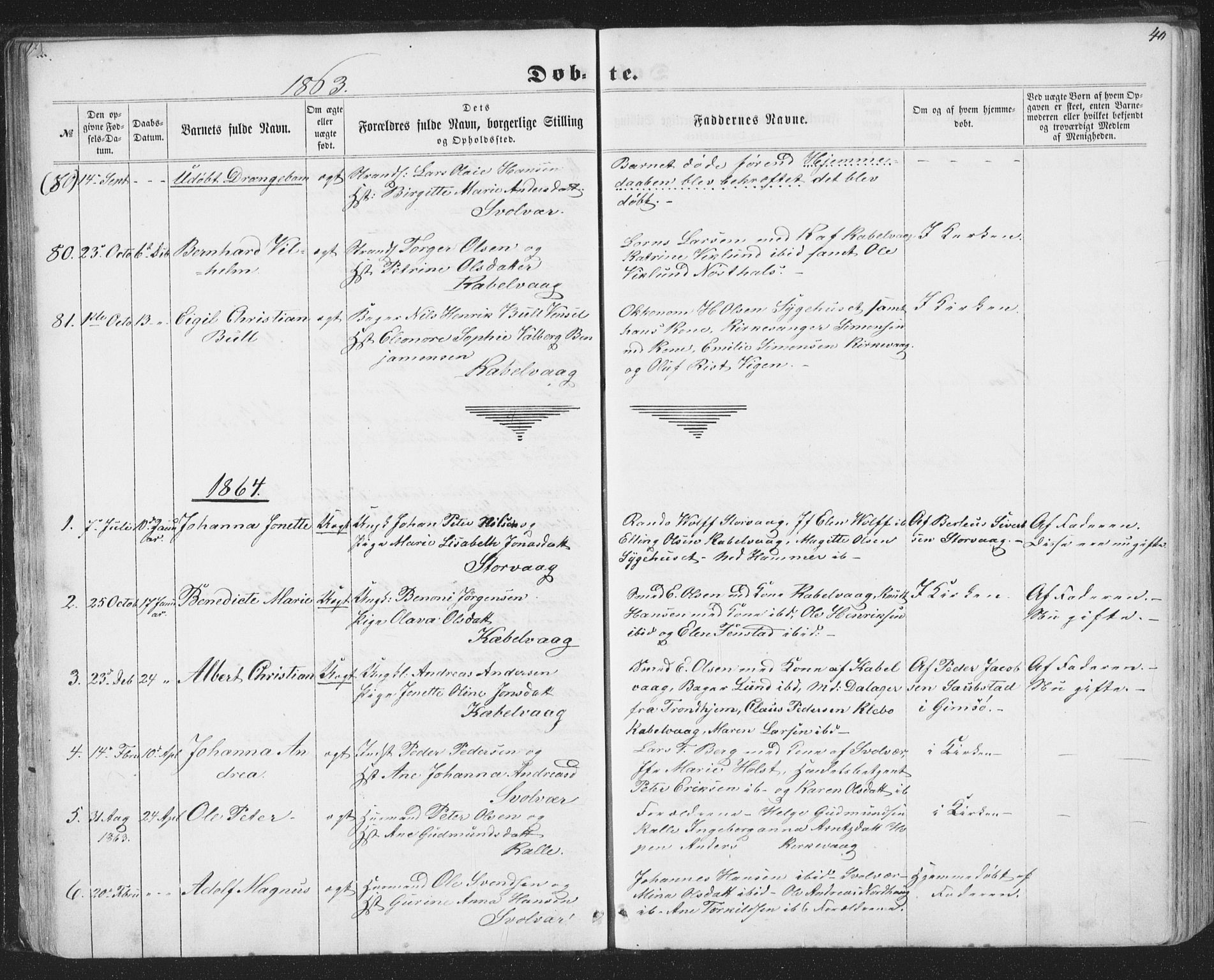 Ministerialprotokoller, klokkerbøker og fødselsregistre - Nordland, SAT/A-1459/874/L1073: Parish register (copy) no. 874C02, 1860-1870, p. 40