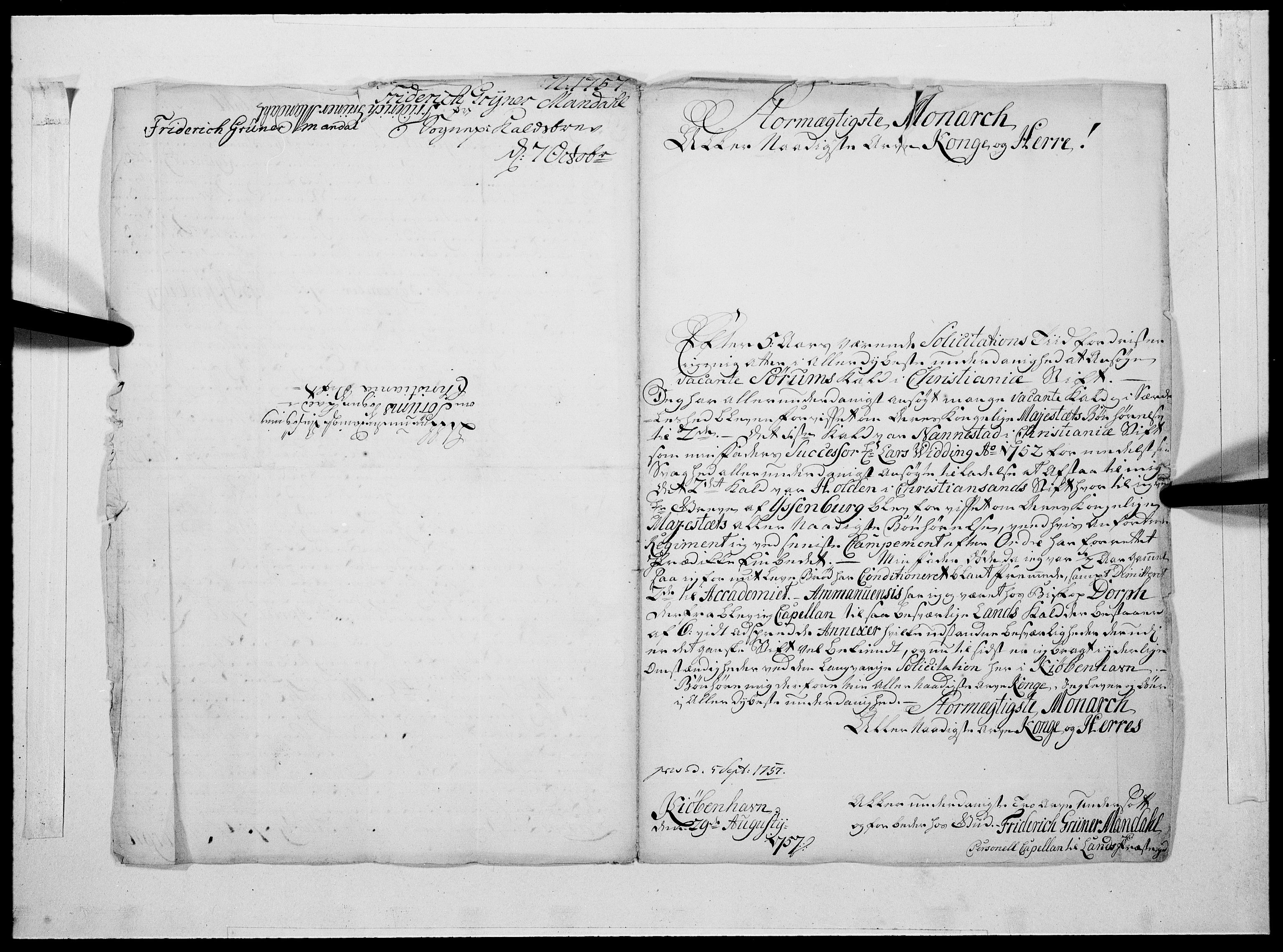Danske Kanselli 1572-1799, RA/EA-3023/F/Fc/Fcc/Fcca/L0174: Norske innlegg 1572-1799, 1757, p. 200