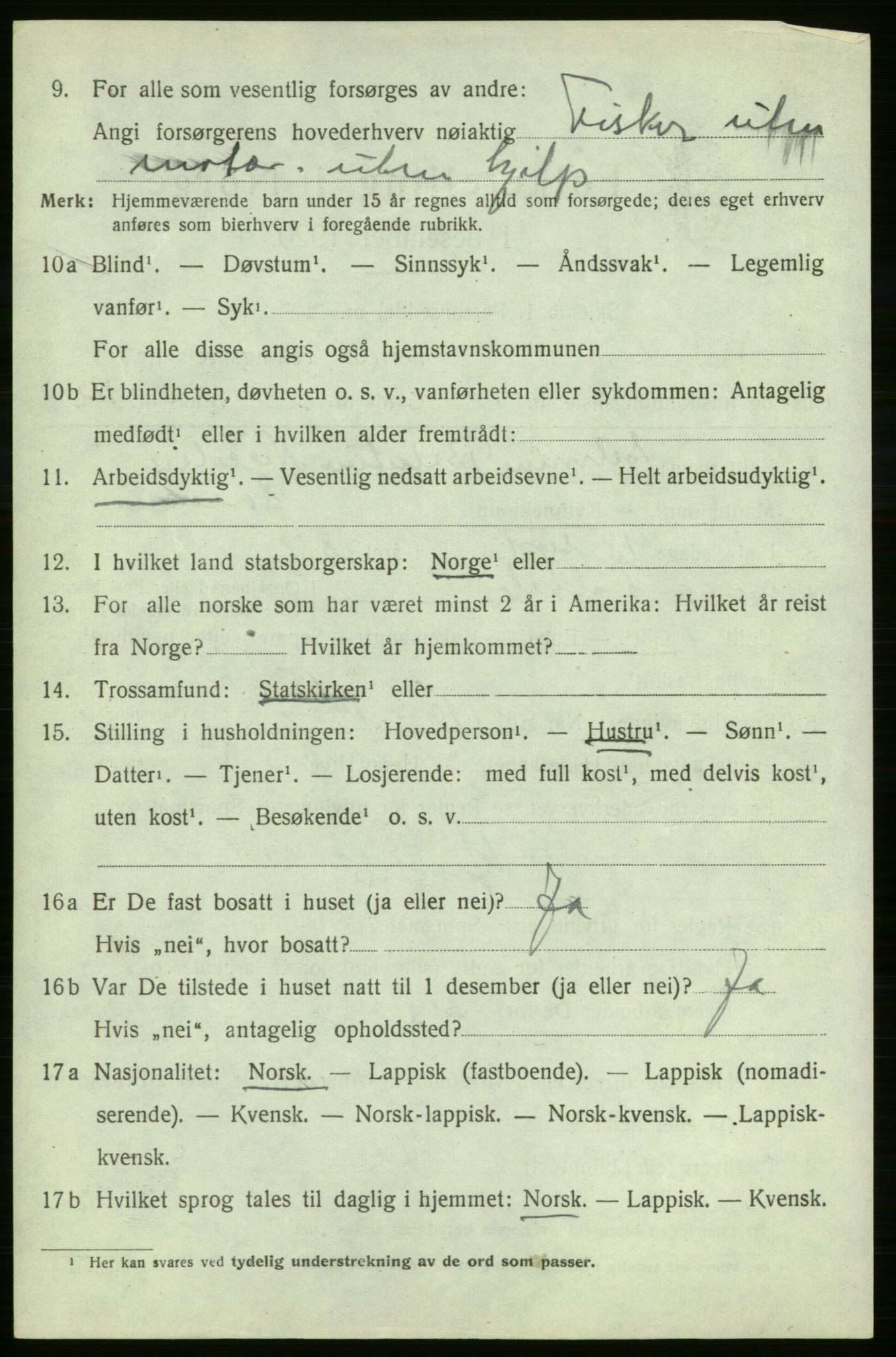 SATØ, 1920 census for Kjelvik, 1920, p. 2196