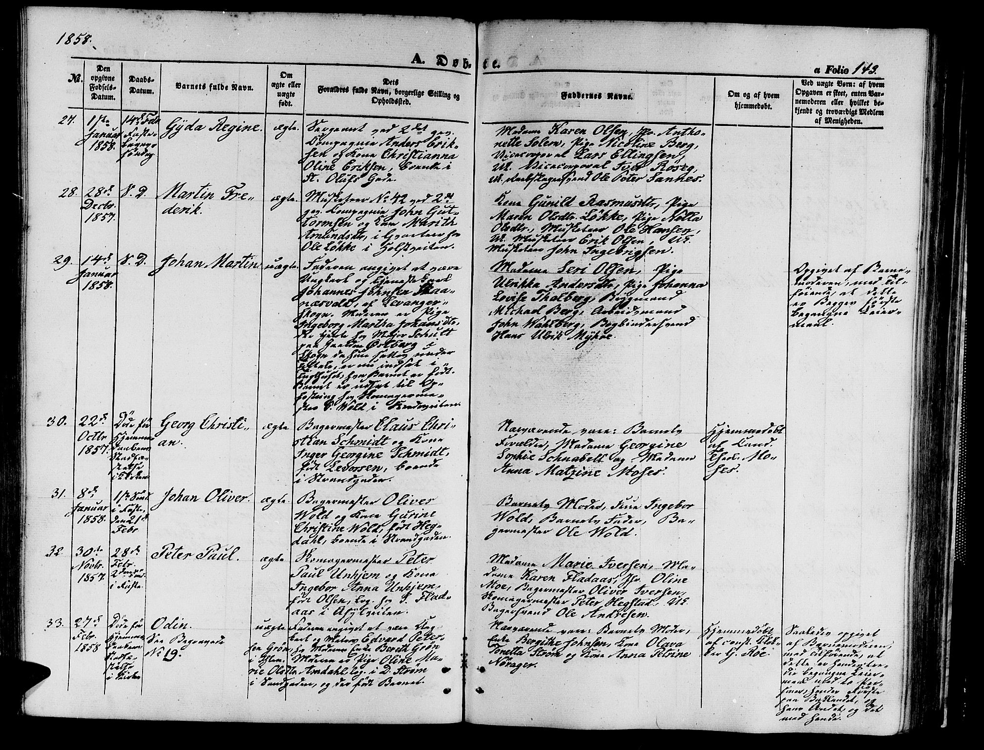 Ministerialprotokoller, klokkerbøker og fødselsregistre - Sør-Trøndelag, AV/SAT-A-1456/602/L0138: Parish register (copy) no. 602C06, 1853-1858, p. 143