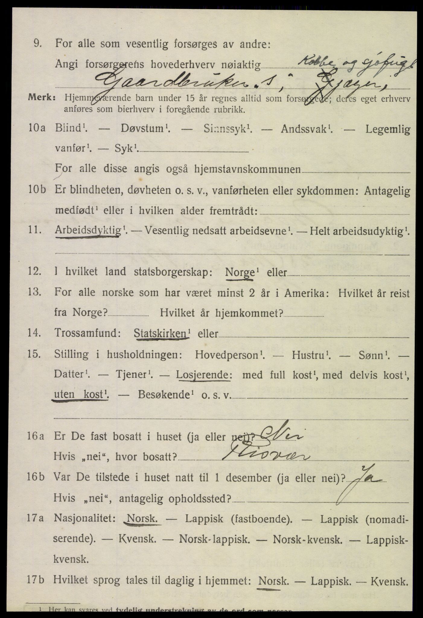 SAT, 1920 census for Lurøy, 1920, p. 2606