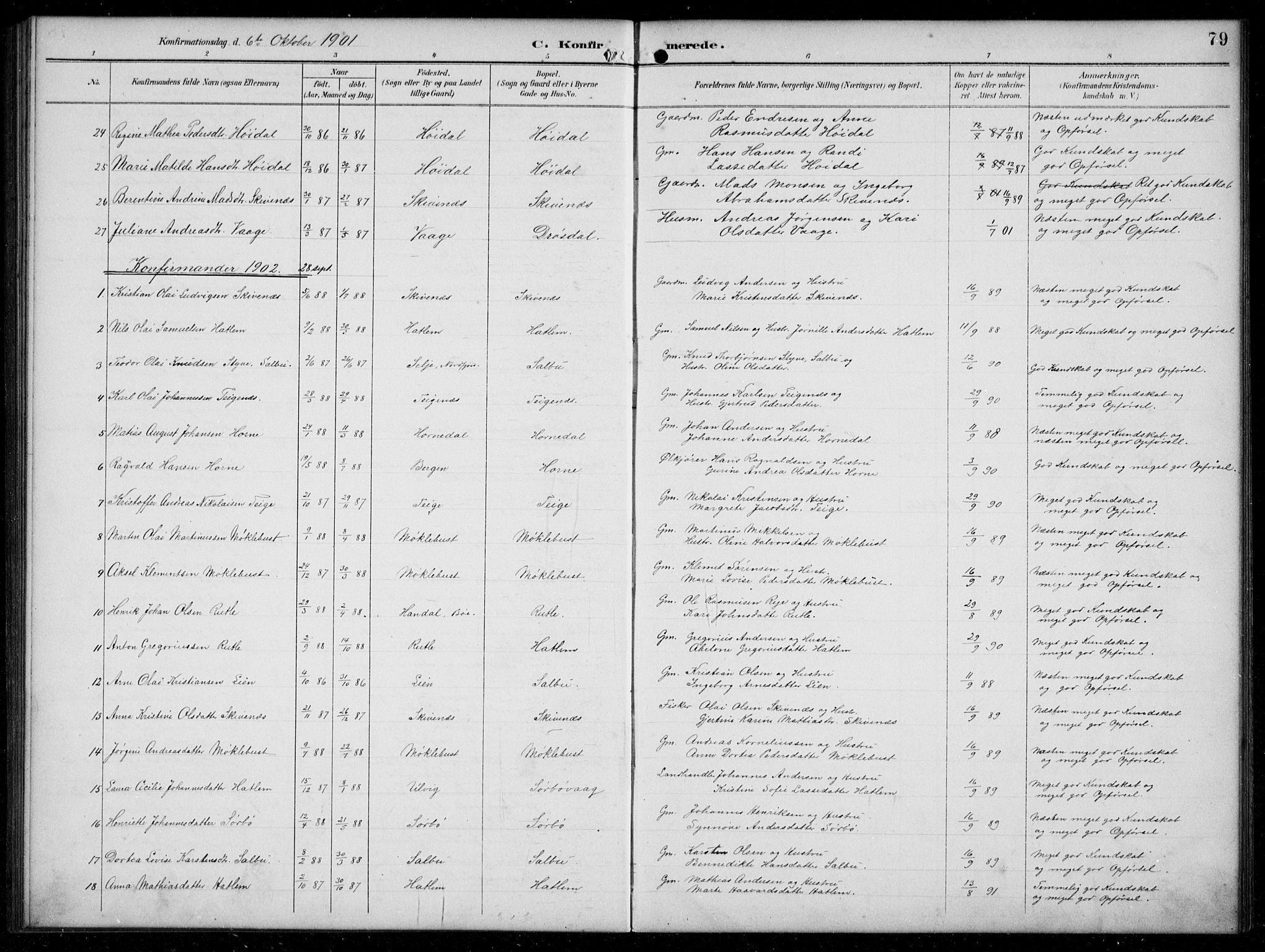 Hyllestad sokneprestembete, SAB/A-80401: Parish register (copy) no. C 3, 1894-1913, p. 79