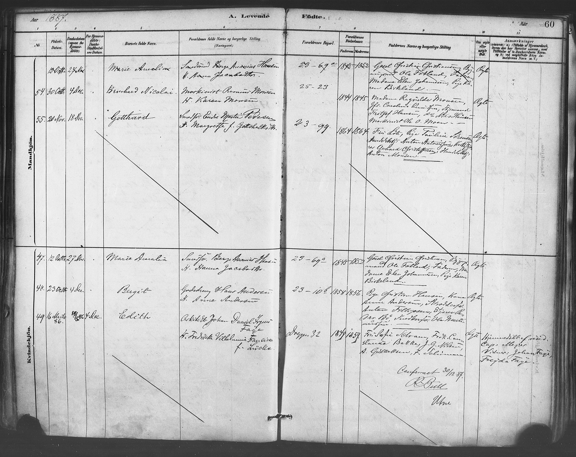 Mariakirken Sokneprestembete, AV/SAB-A-76901/H/Haa/L0007: Parish register (official) no. A 7, 1878-1893, p. 60