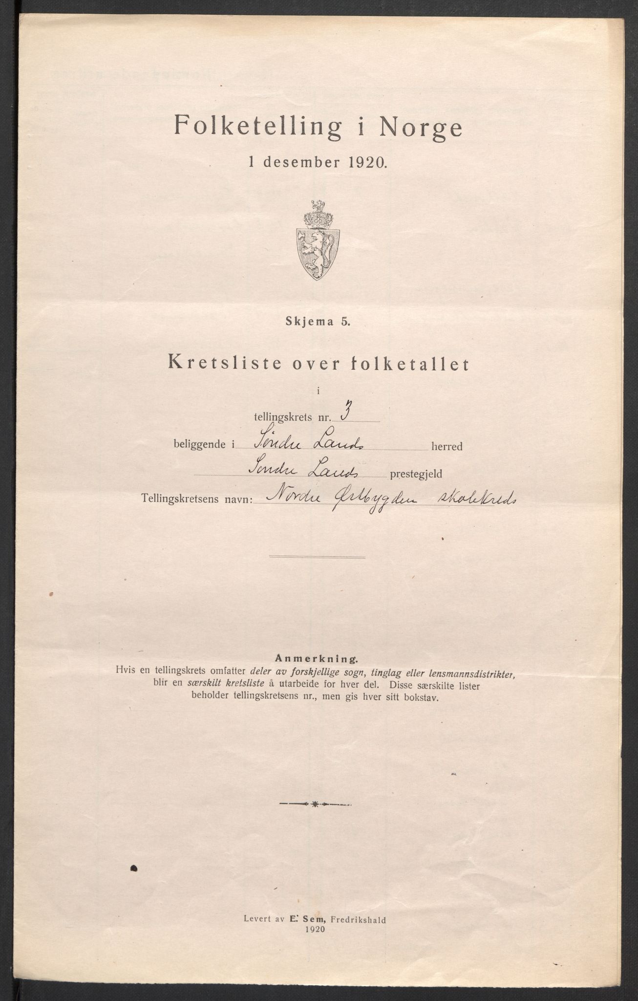 SAH, 1920 census for Søndre Land, 1920, p. 18