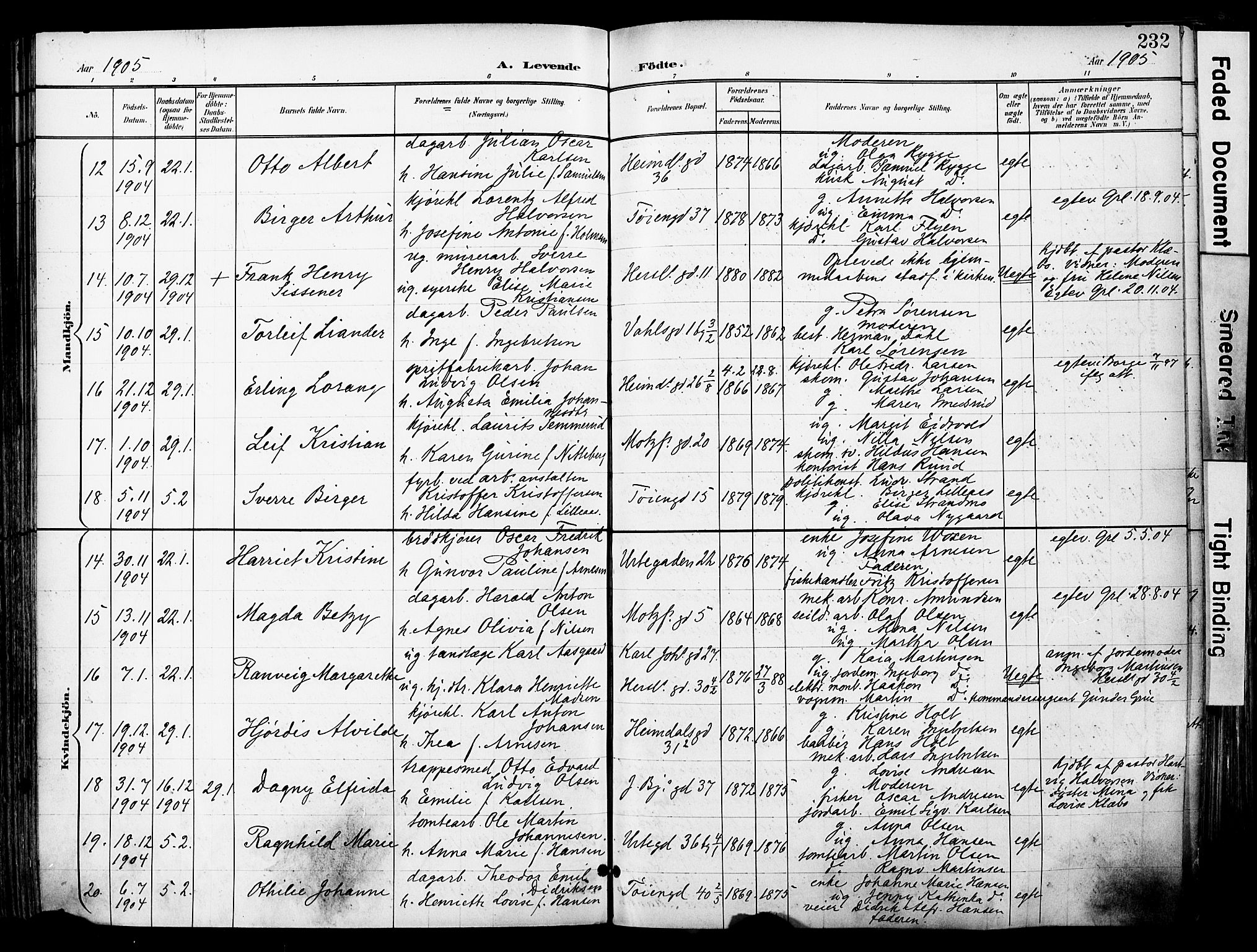 Grønland prestekontor Kirkebøker, AV/SAO-A-10848/F/Fa/L0014: Parish register (official) no. 14, 1900-1911, p. 232