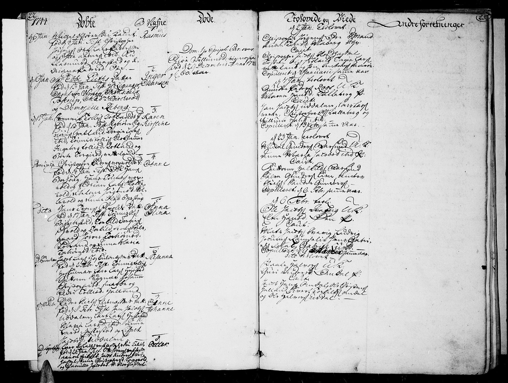 Lista sokneprestkontor, AV/SAK-1111-0027/F/Fa/L0003: Parish register (official) no. A 3 /1, 1743-1767, p. 22-23