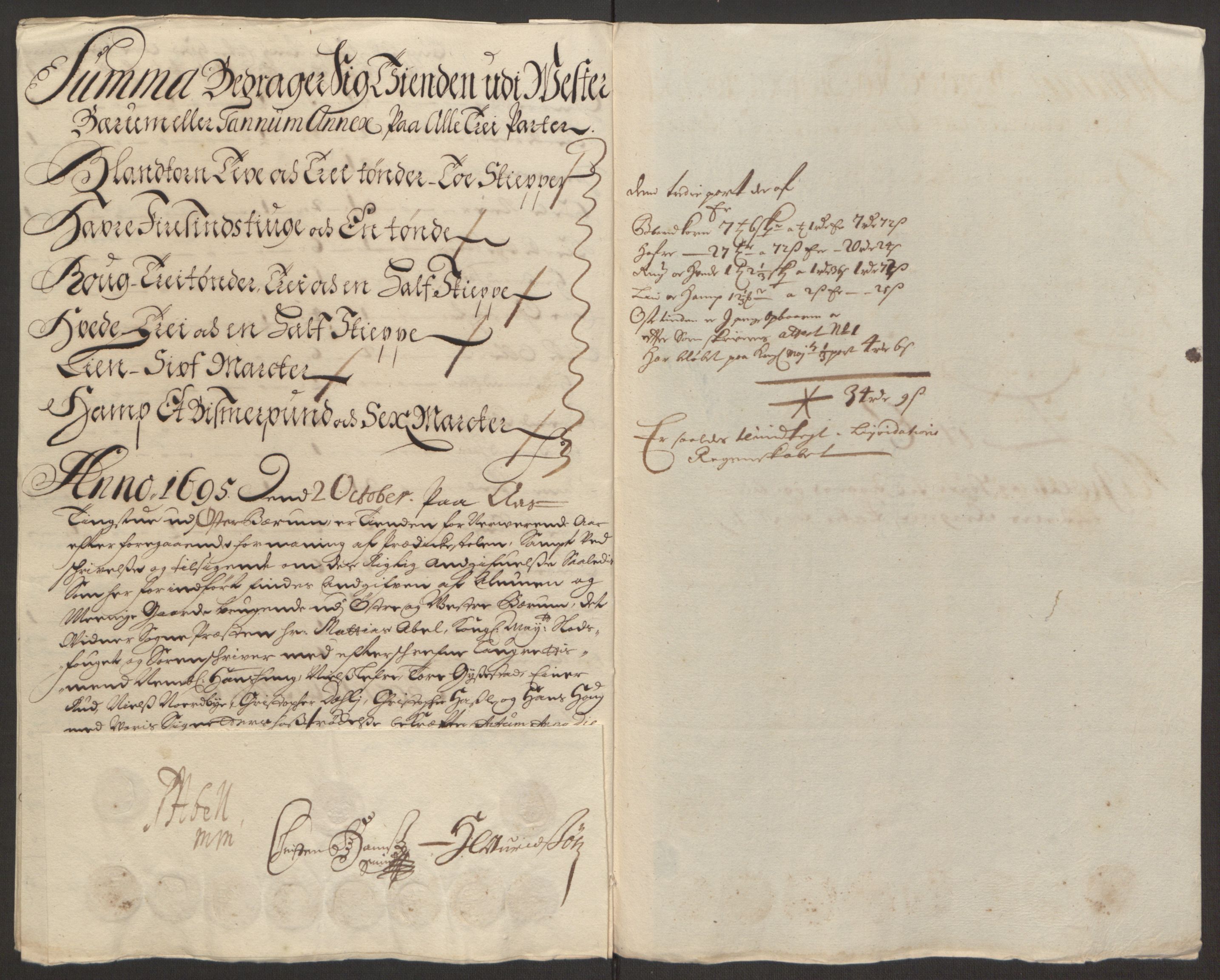 Rentekammeret inntil 1814, Reviderte regnskaper, Fogderegnskap, AV/RA-EA-4092/R10/L0439: Fogderegnskap Aker og Follo, 1695, p. 85