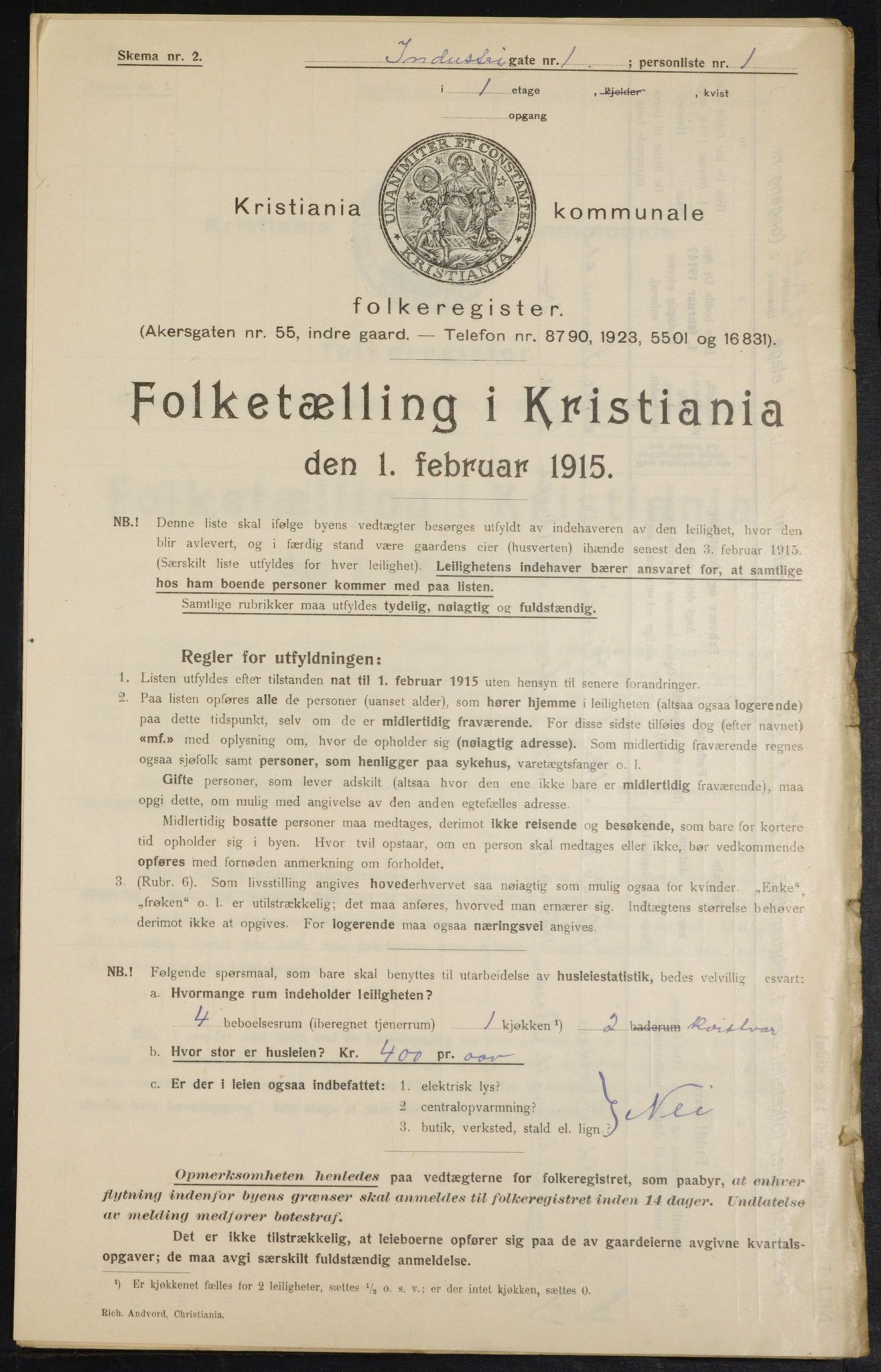 OBA, Municipal Census 1915 for Kristiania, 1915, p. 42662