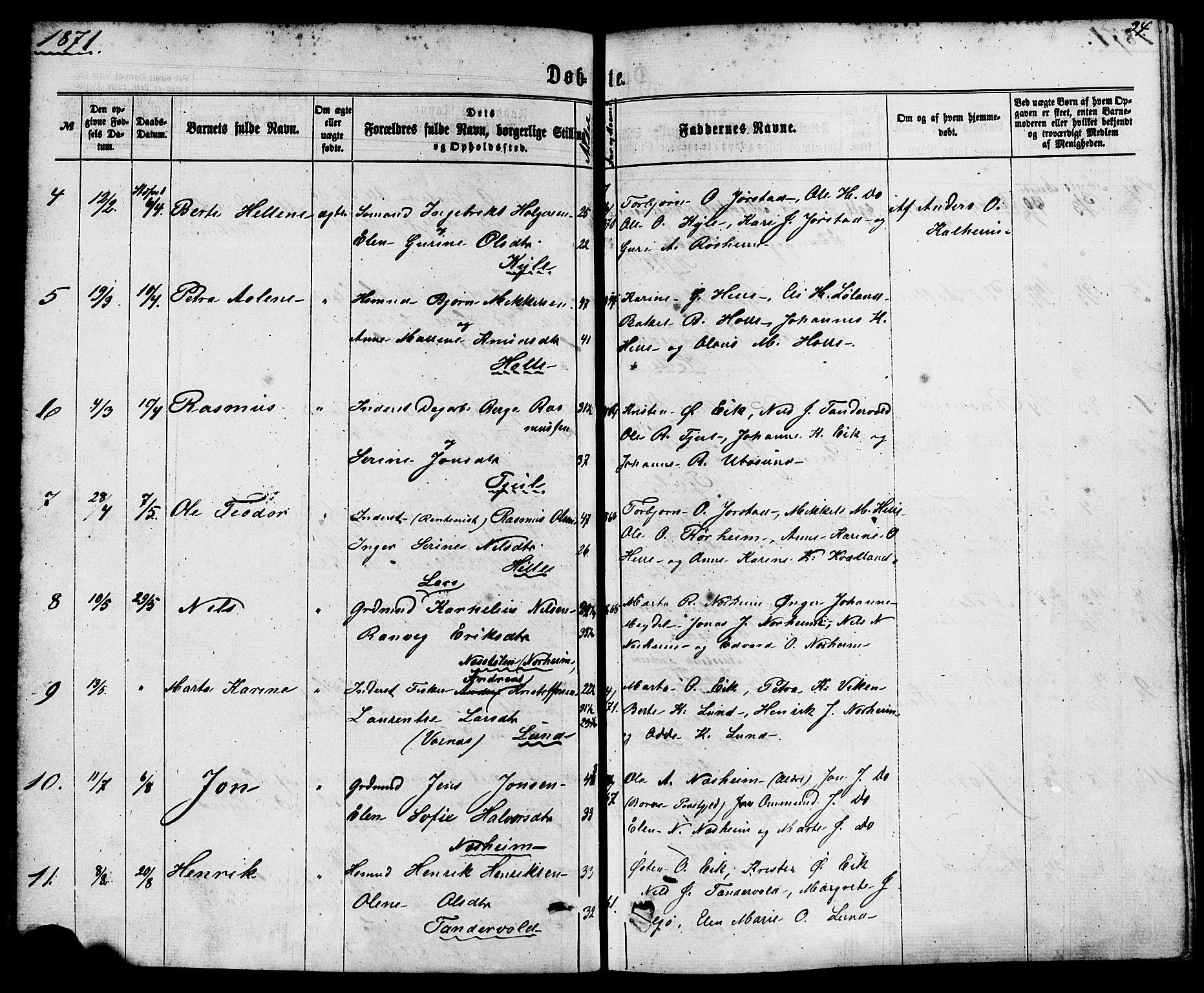 Nedstrand sokneprestkontor, AV/SAST-A-101841/01/IV: Parish register (official) no. A 10, 1861-1887, p. 34