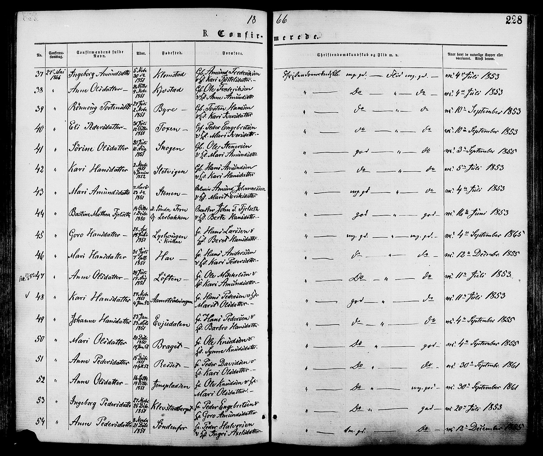 Nord-Fron prestekontor, SAH/PREST-080/H/Ha/Haa/L0002: Parish register (official) no. 2, 1865-1883, p. 228