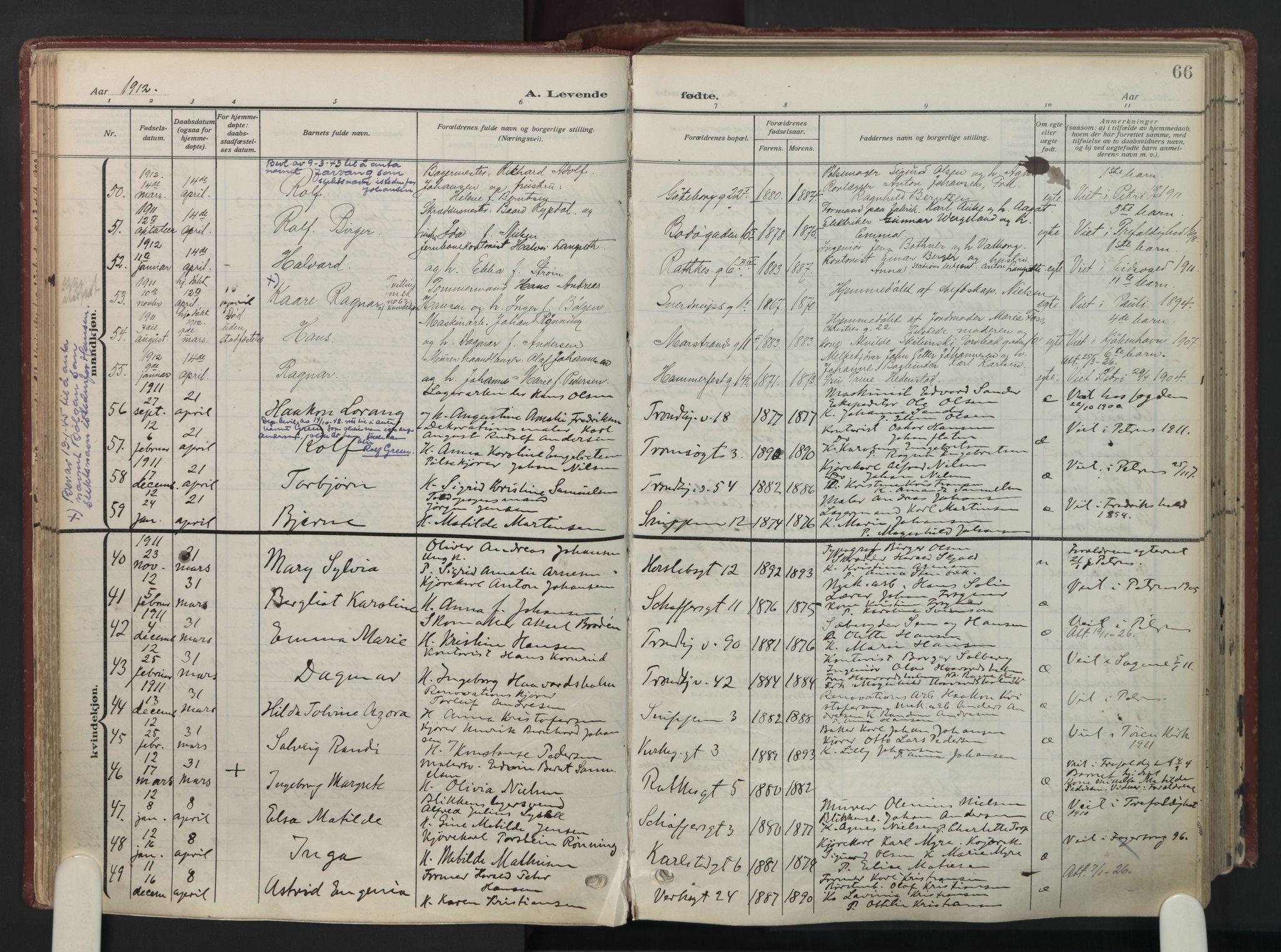 Petrus prestekontor Kirkebøker, AV/SAO-A-10872/F/Fa/L0012: Parish register (official) no. 12, 1909-1936, p. 66