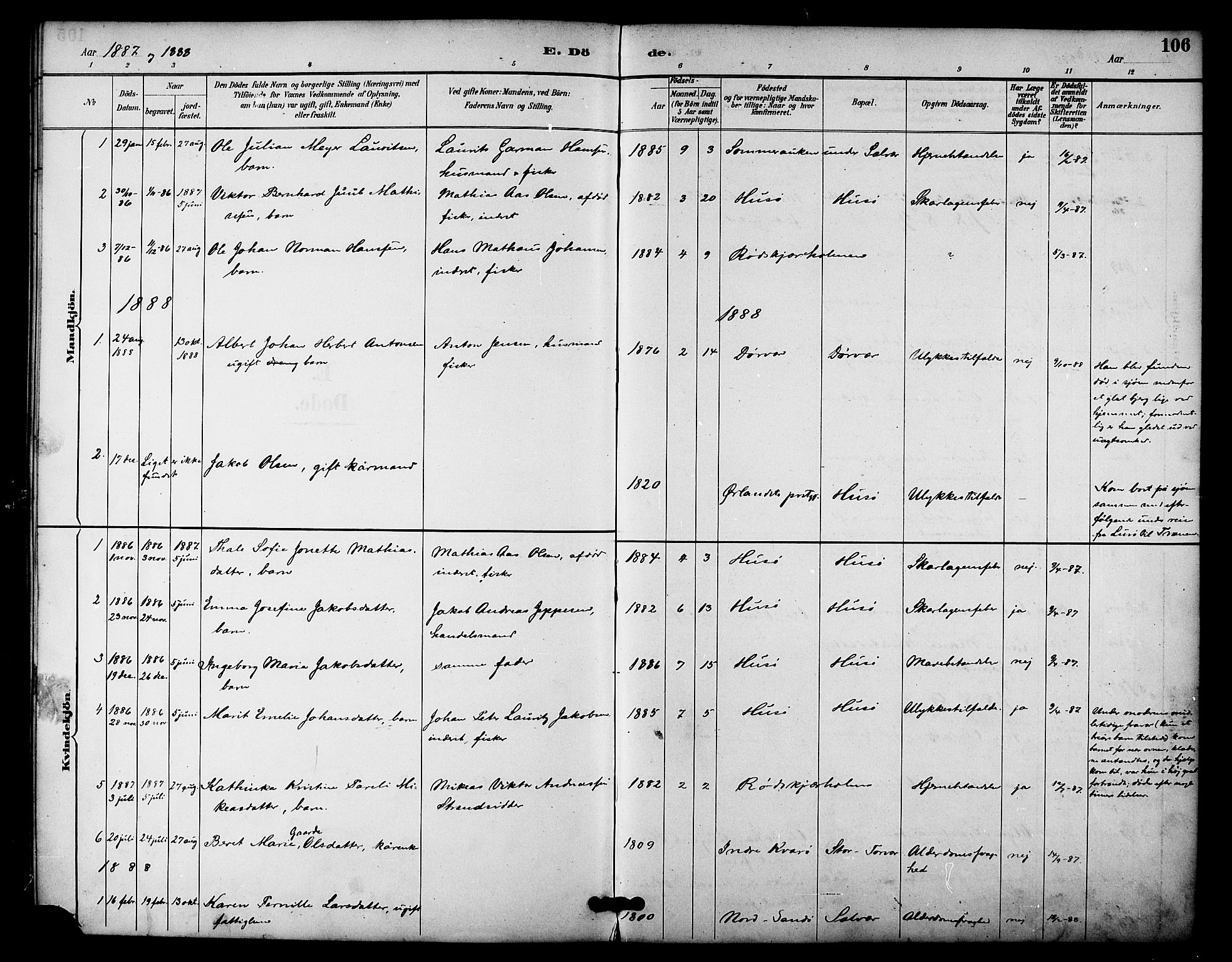 Ministerialprotokoller, klokkerbøker og fødselsregistre - Nordland, SAT/A-1459/840/L0580: Parish register (official) no. 840A02, 1887-1909, p. 106
