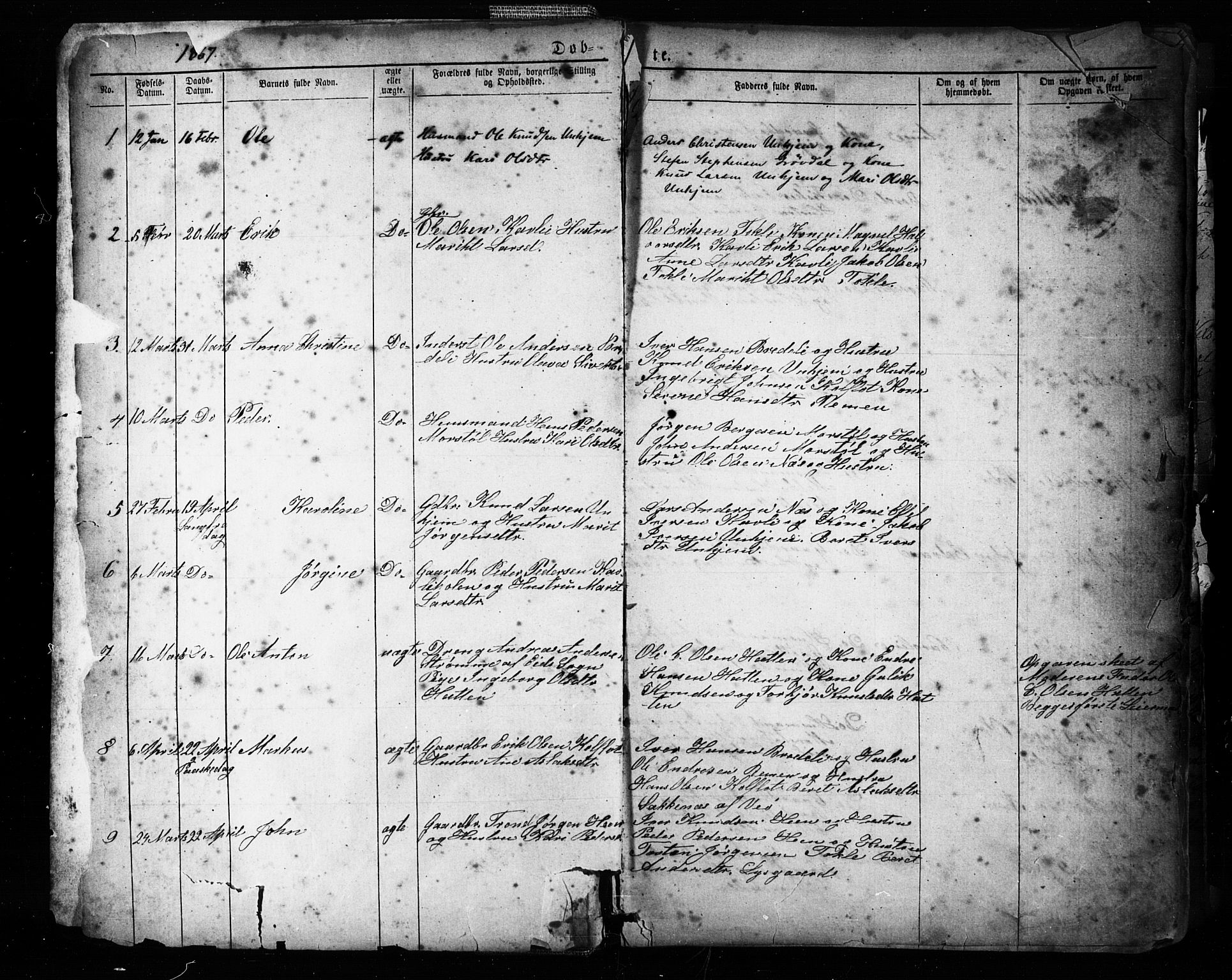 Ministerialprotokoller, klokkerbøker og fødselsregistre - Møre og Romsdal, SAT/A-1454/545/L0588: Parish register (copy) no. 545C02, 1867-1902, p. 1