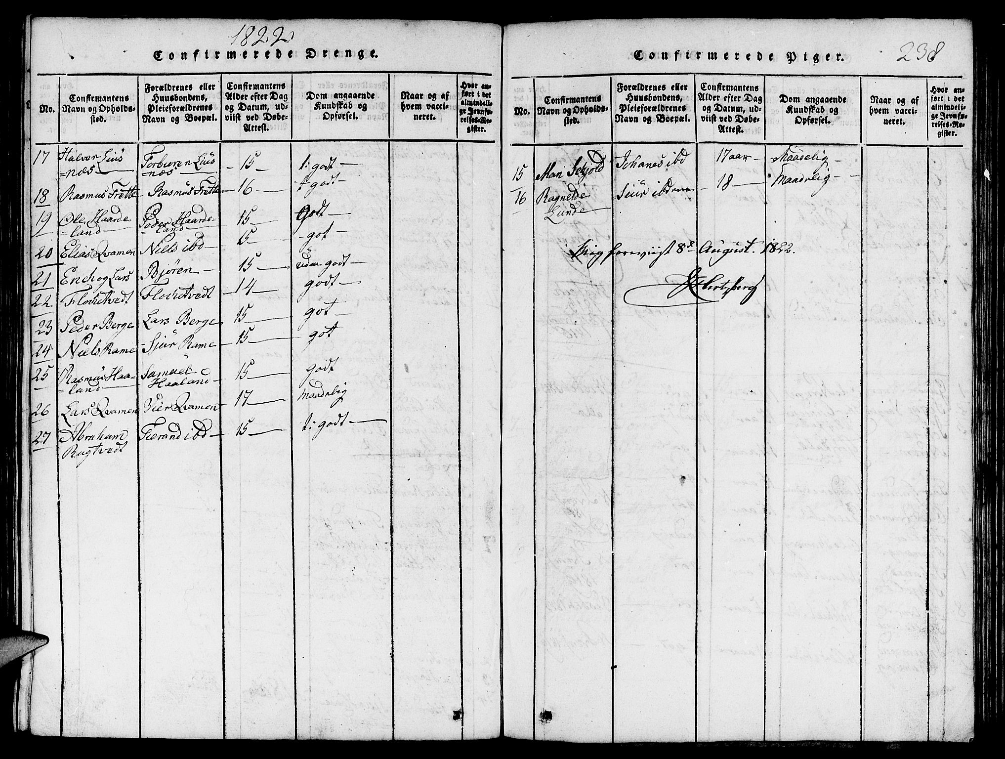Etne sokneprestembete, SAB/A-75001/H/Hab: Parish register (copy) no. C 1, 1816-1841, p. 238