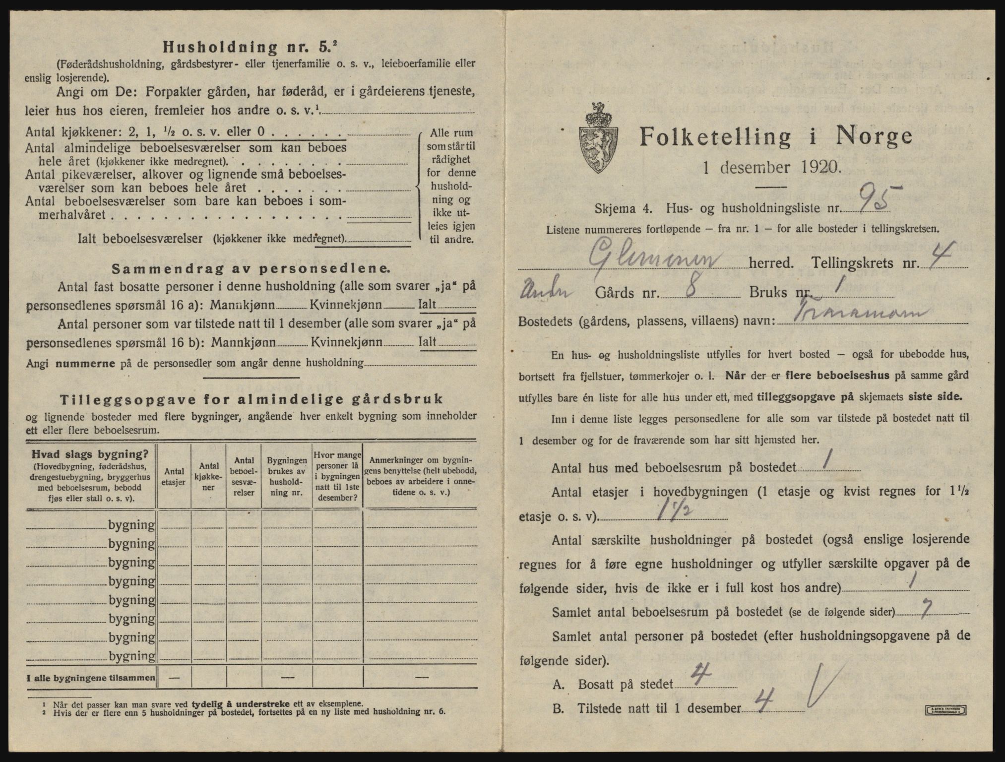 SAO, 1920 census for Glemmen, 1920, p. 1377