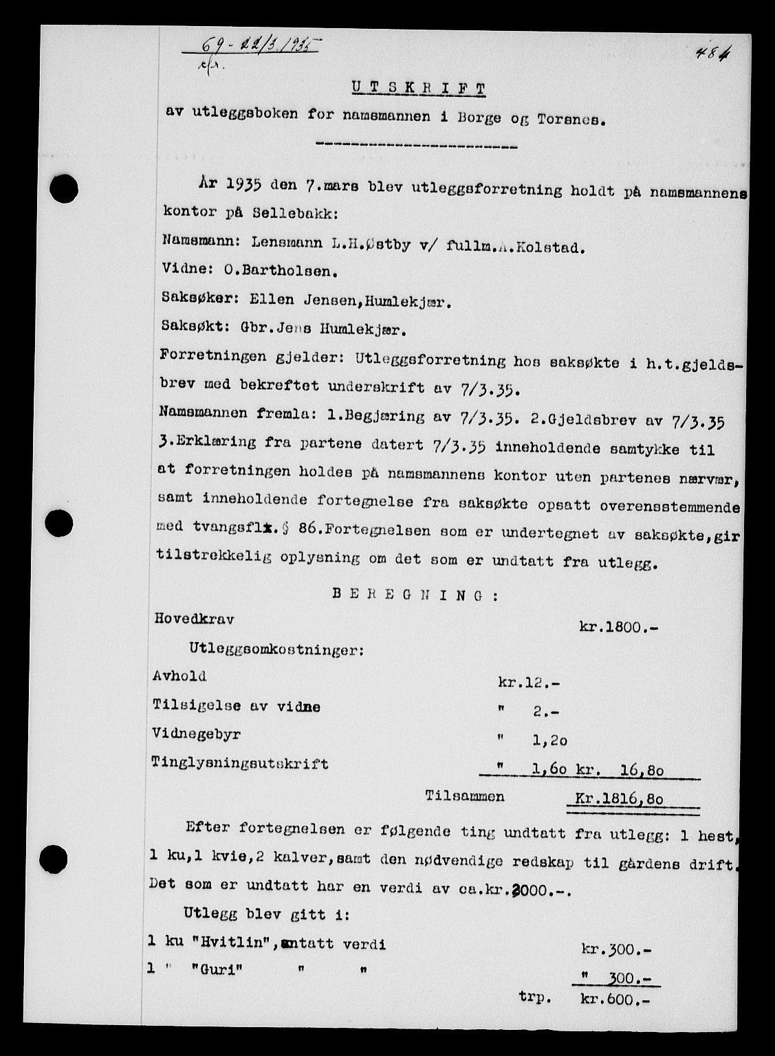 Tune sorenskriveri, AV/SAO-A-10470/G/Gb/Gbb/L0004: Mortgage book no. II 20-24, 1933-1935, Deed date: 22.03.1935