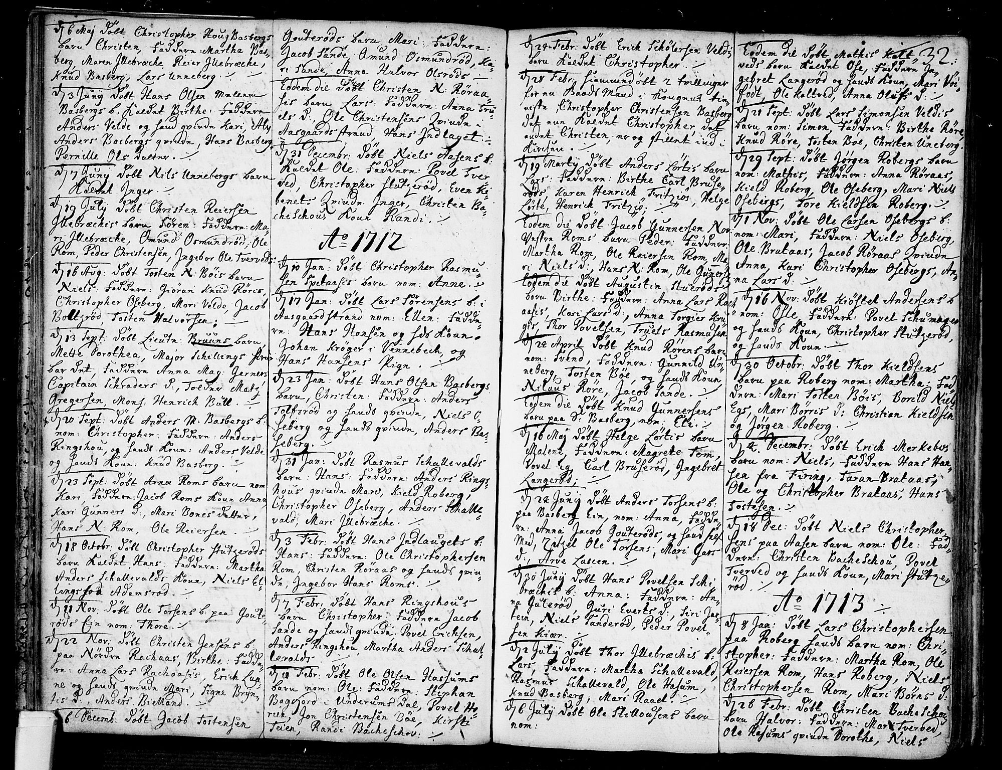 Sem kirkebøker, SAKO/A-5/F/Fb/L0001: Parish register (official) no. II 1, 1702-1764, p. 32
