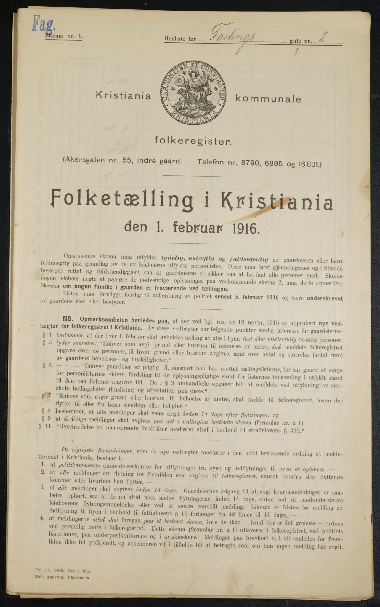 OBA, Municipal Census 1916 for Kristiania, 1916, p. 24004