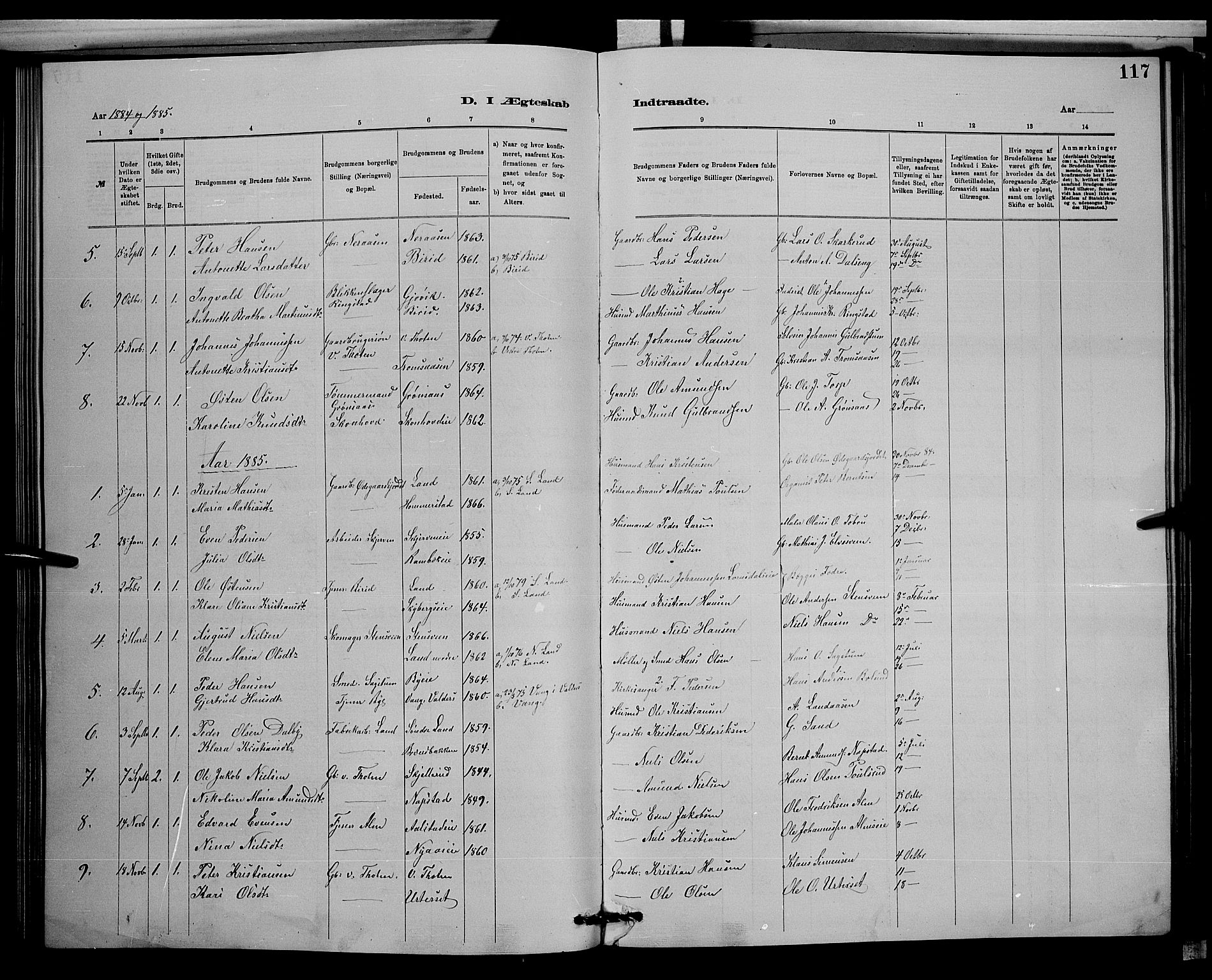 Vardal prestekontor, SAH/PREST-100/H/Ha/Hab/L0008: Parish register (copy) no. 8, 1881-1898, p. 117
