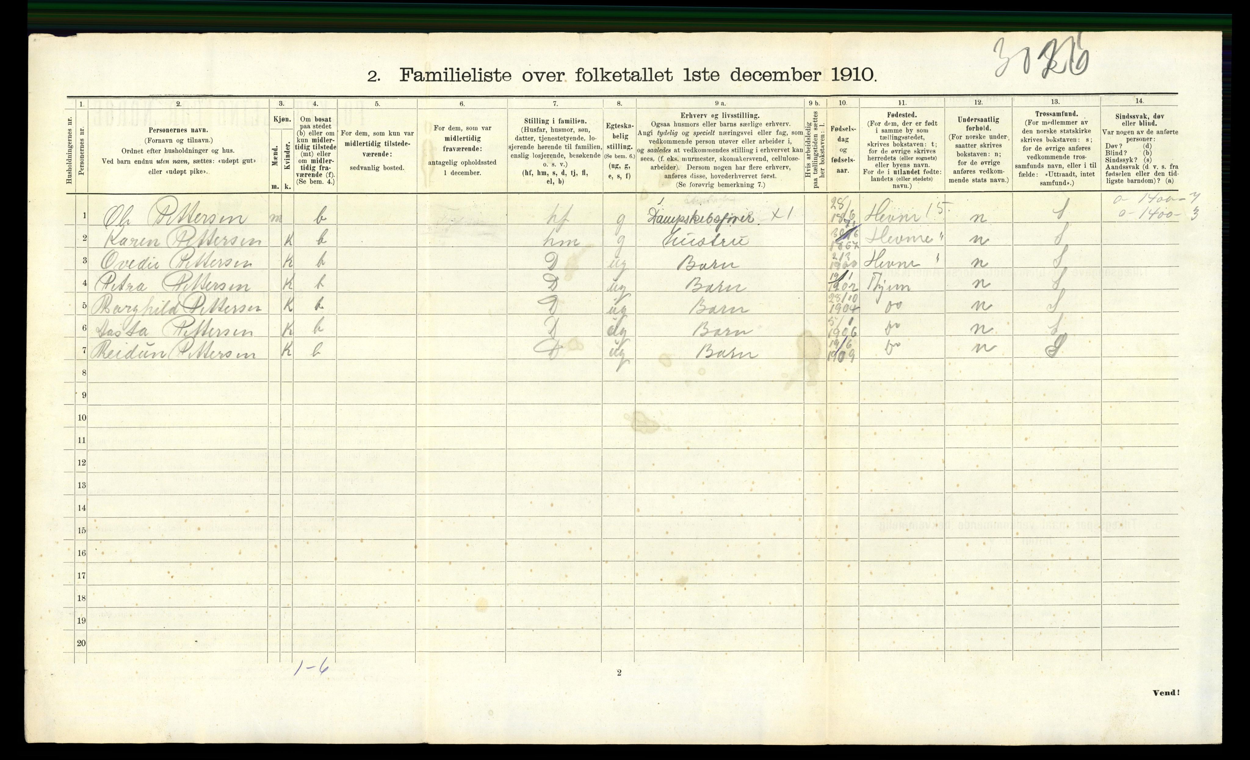 RA, 1910 census for Trondheim, 1910, p. 20920