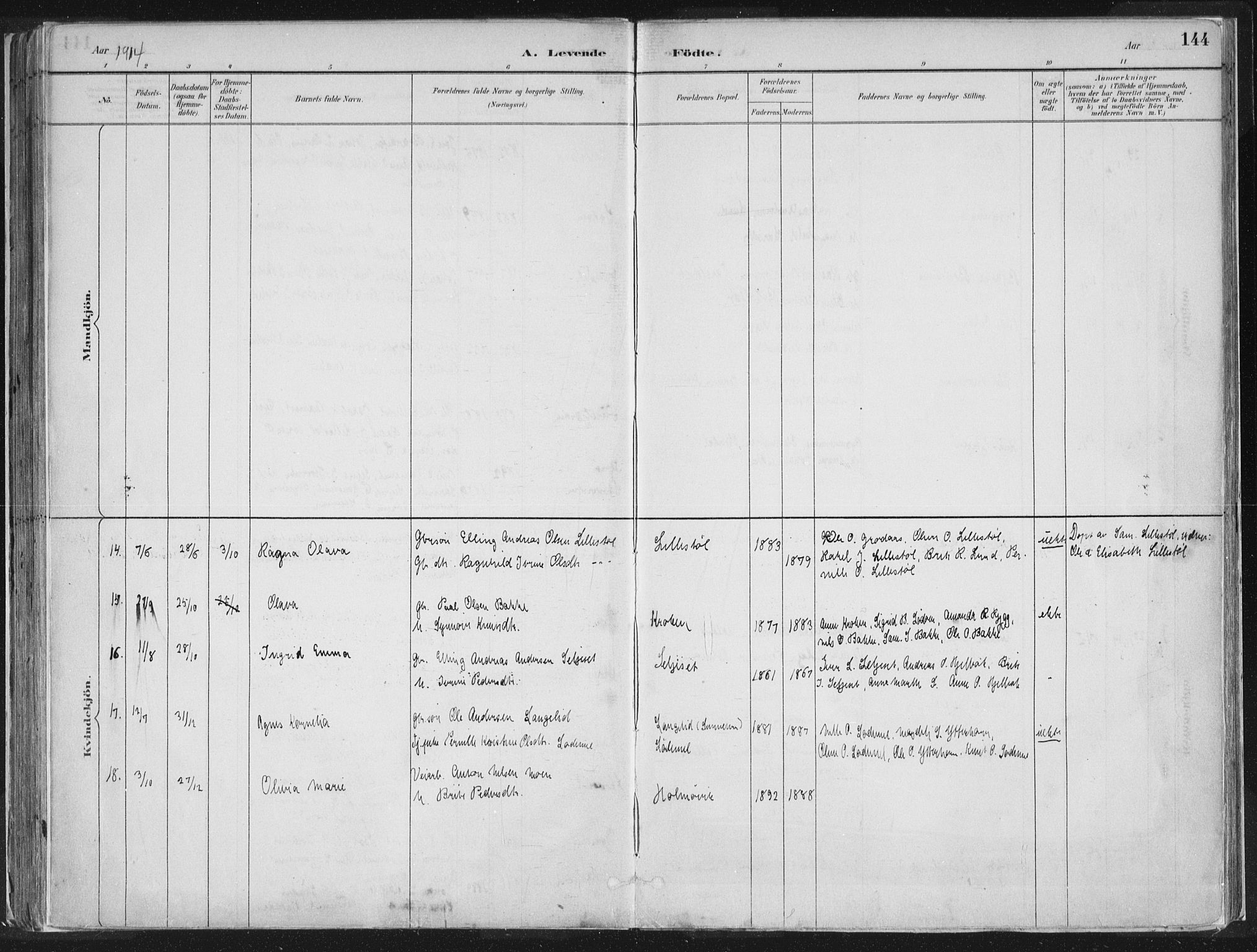 Hornindal sokneprestembete, SAB/A-82401/H/Haa/Haaa/L0003/0001: Parish register (official) no. A 3A, 1887-1917, p. 144
