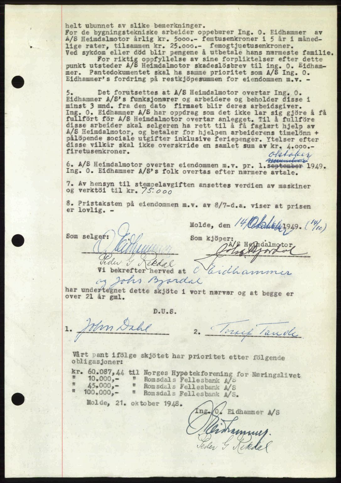 Romsdal sorenskriveri, AV/SAT-A-4149/1/2/2C: Mortgage book no. A31, 1949-1949, Diary no: : 2982/1949