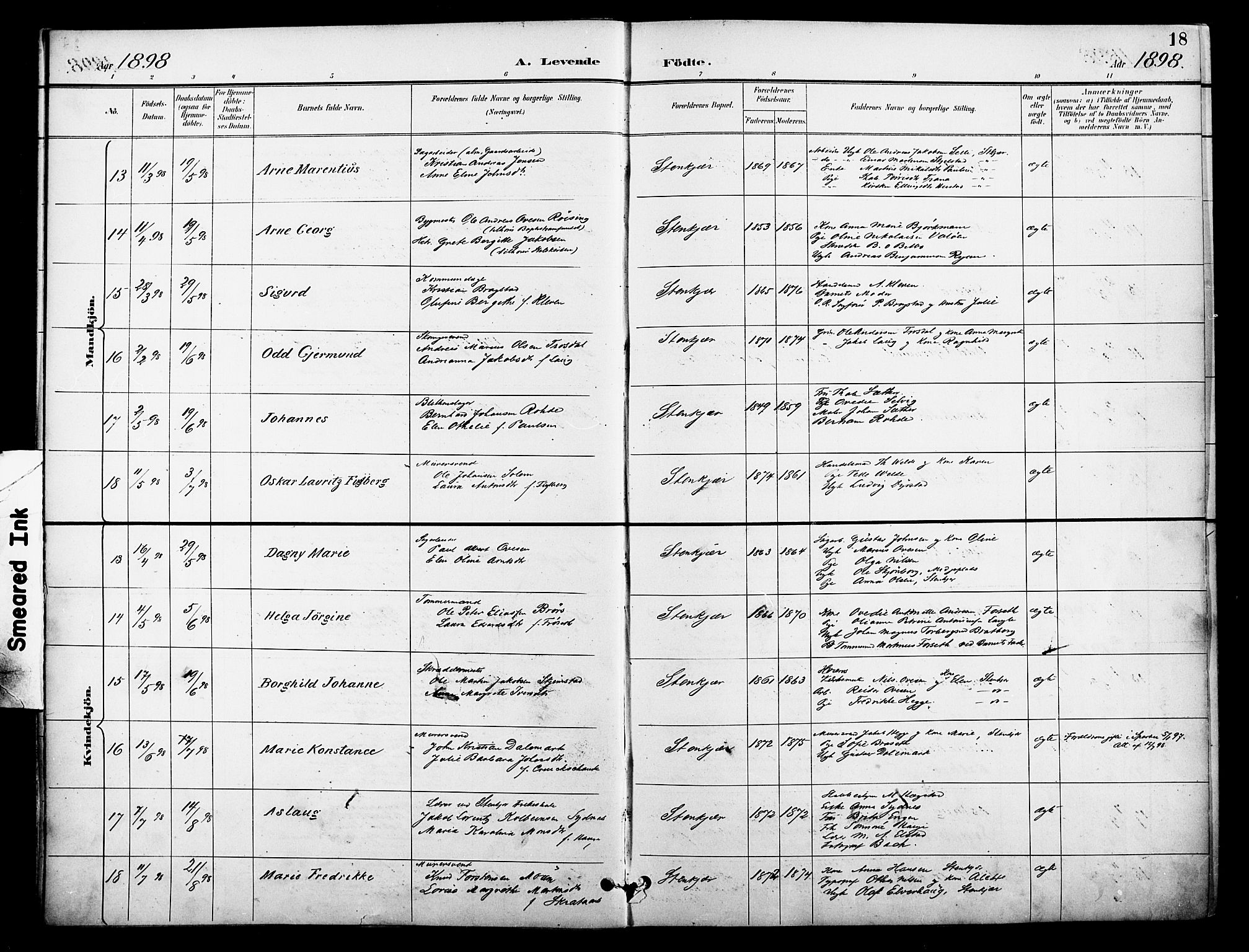 Ministerialprotokoller, klokkerbøker og fødselsregistre - Nord-Trøndelag, AV/SAT-A-1458/739/L0372: Parish register (official) no. 739A04, 1895-1903, p. 18