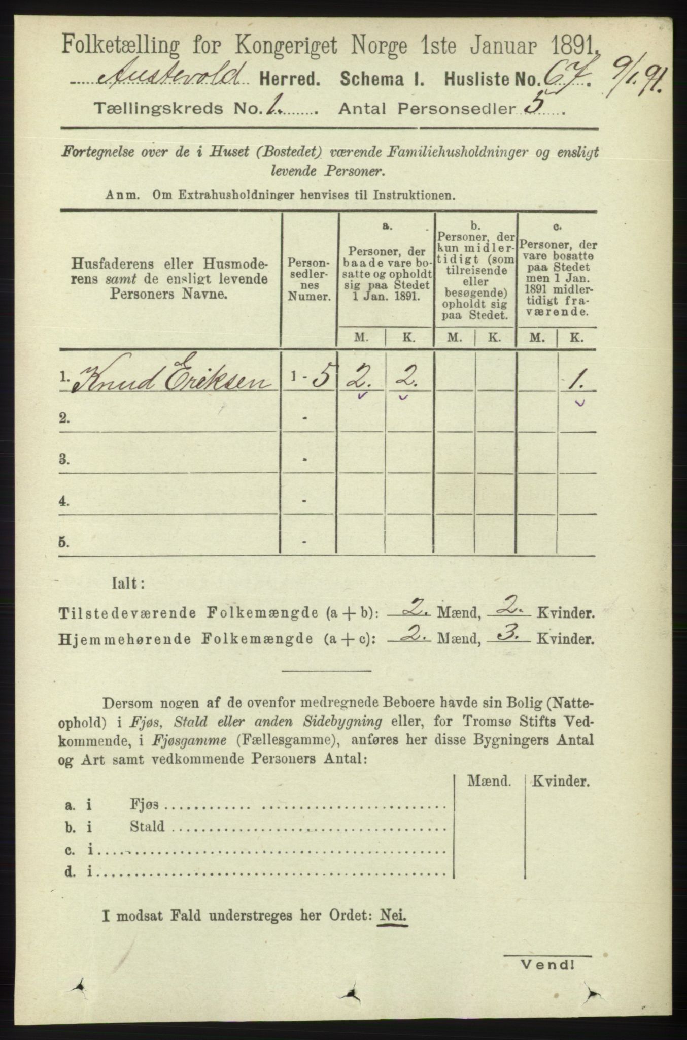 RA, 1891 census for 1244 Austevoll, 1891, p. 84