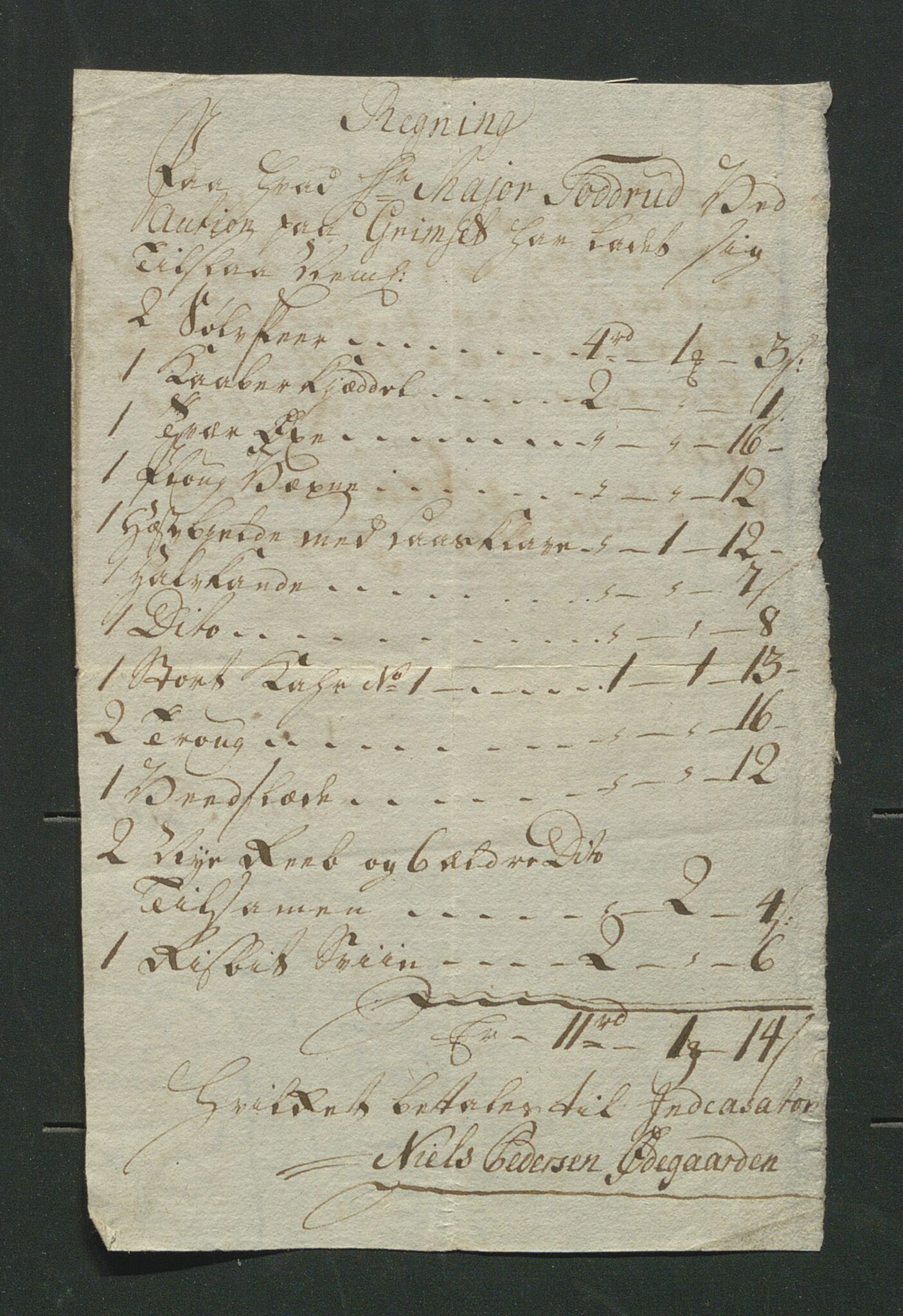 Åker i Vang, Hedmark, og familien Todderud, AV/SAH-ARK-010/R/Rb/L0001: Gjeldsbrev, regninger og kvitteringer, 1726-1829, p. 126