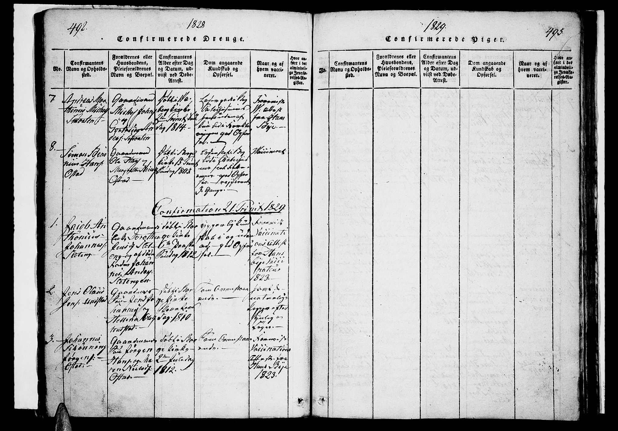 Ministerialprotokoller, klokkerbøker og fødselsregistre - Nordland, SAT/A-1459/880/L1130: Parish register (official) no. 880A04, 1821-1843, p. 492-493