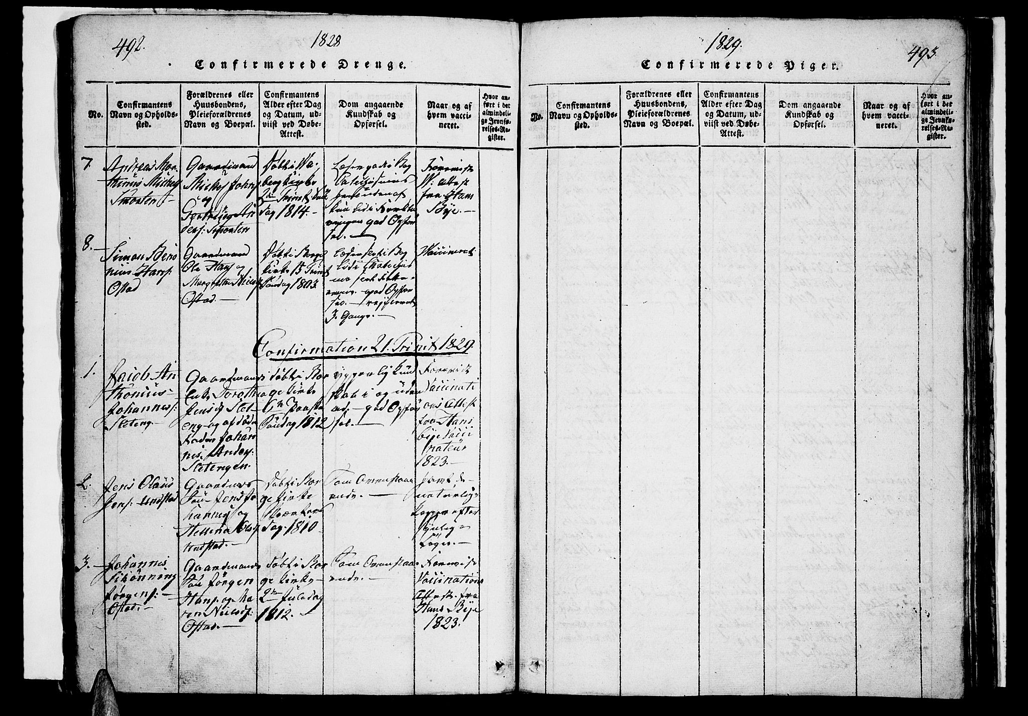 Ministerialprotokoller, klokkerbøker og fødselsregistre - Nordland, AV/SAT-A-1459/880/L1130: Parish register (official) no. 880A04, 1821-1843, p. 492-493