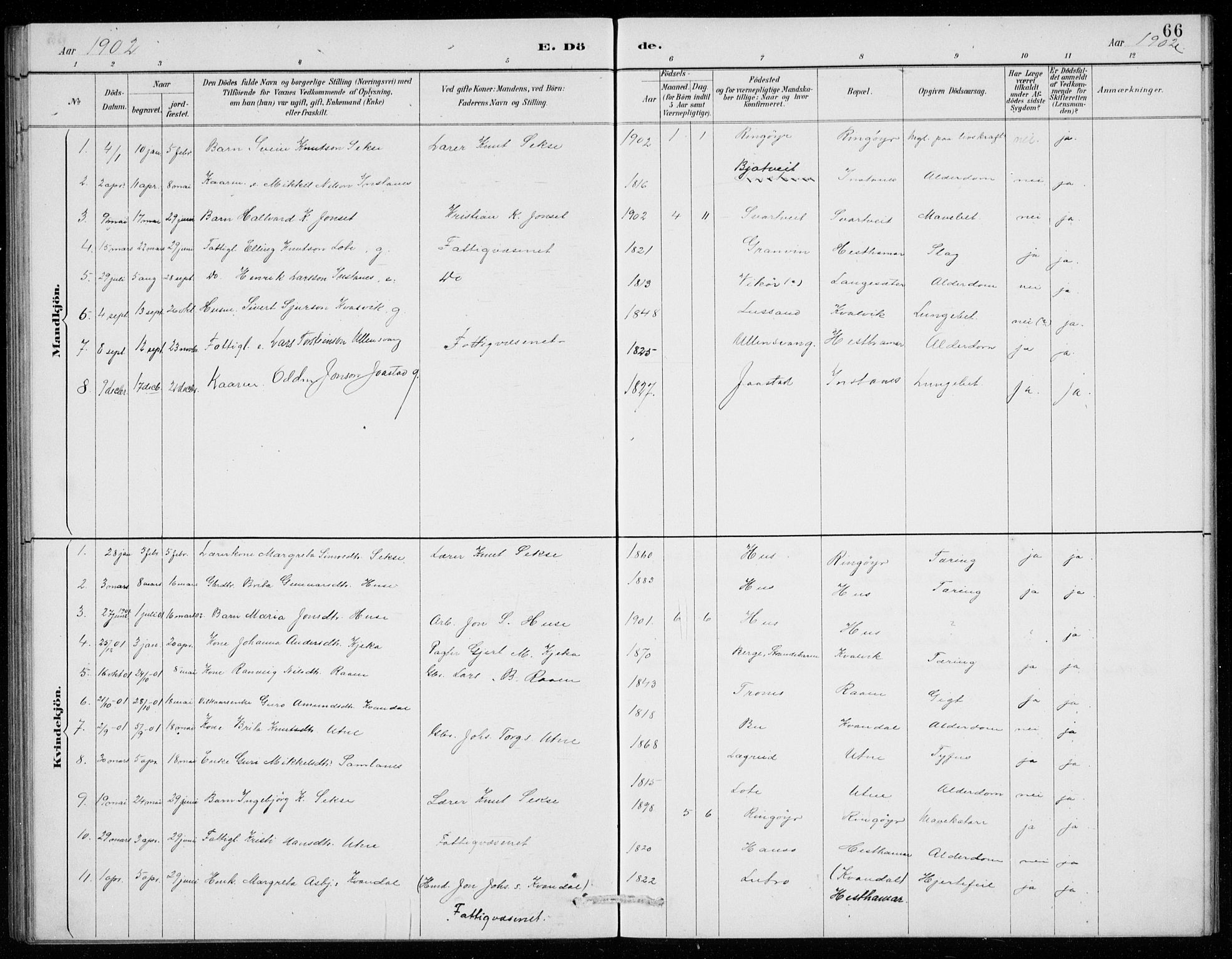 Ullensvang sokneprestembete, SAB/A-78701/H/Hab: Parish register (copy) no. E  9, 1886-1938, p. 66