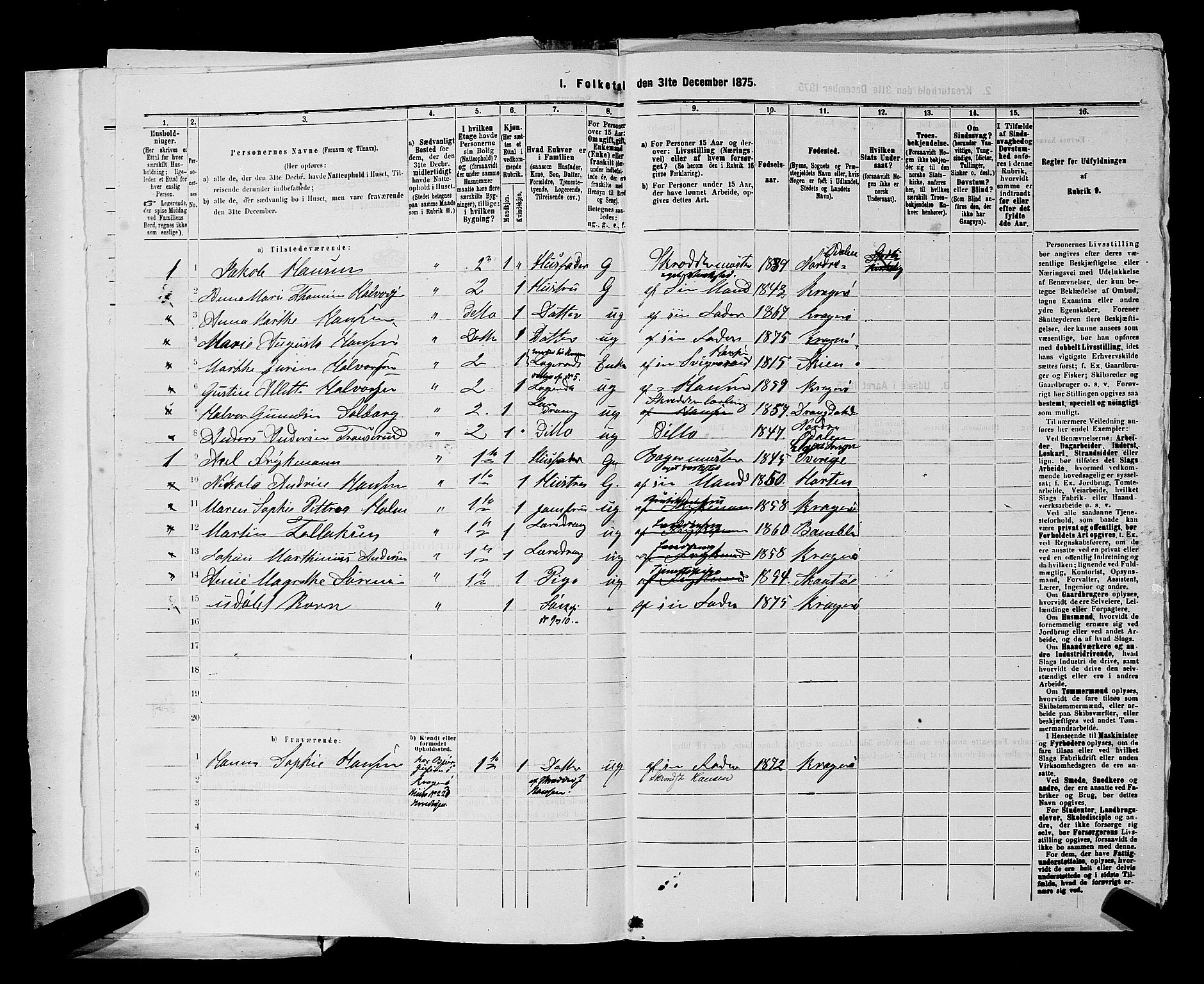 SAKO, 1875 census for 0801P Kragerø, 1875, p. 131