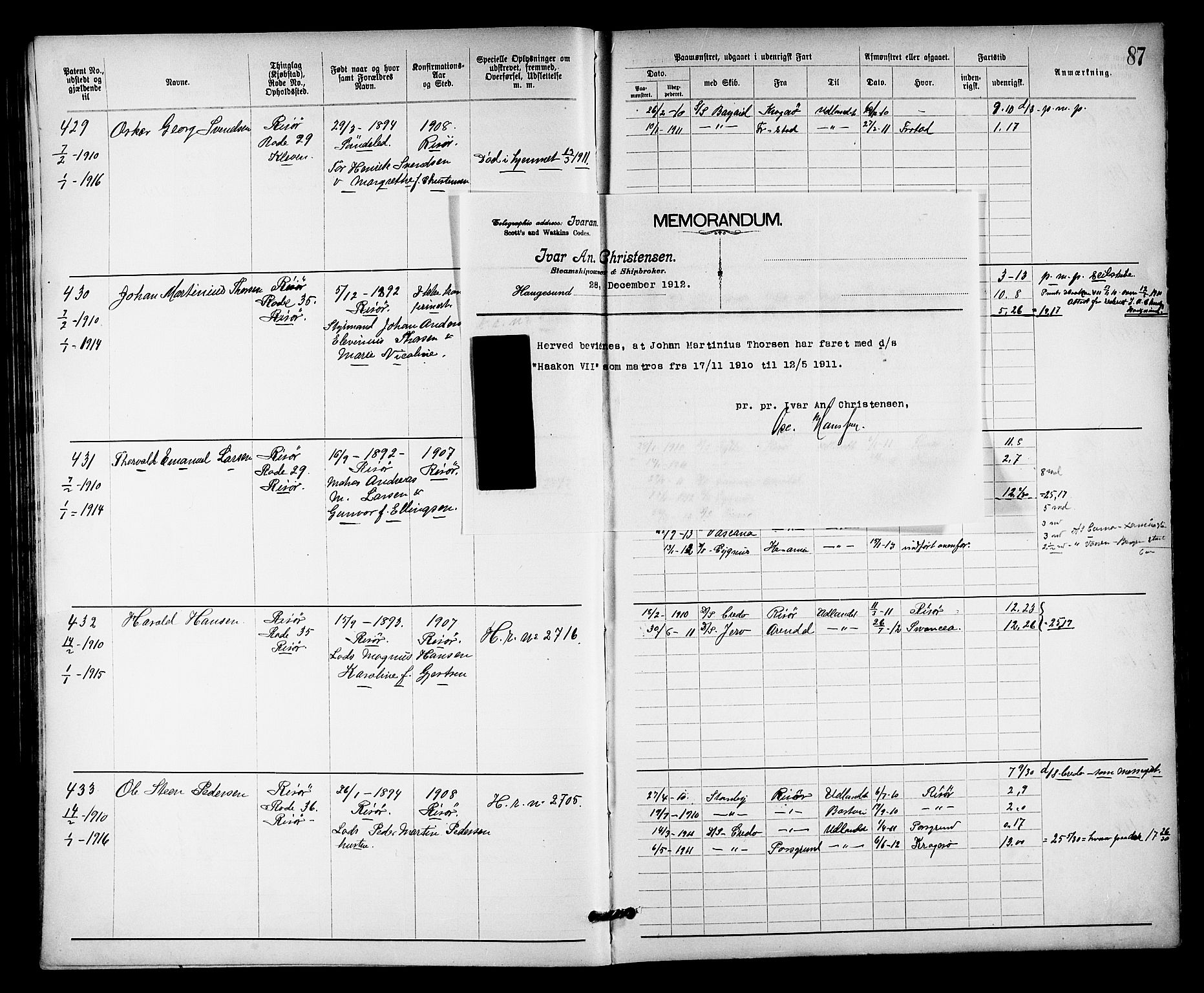 Risør mønstringskrets, AV/SAK-2031-0010/F/Fa/L0004: Annotasjonsrulle nr 1914-1915 og nr 1-477, T-8, 1899-1911, p. 94