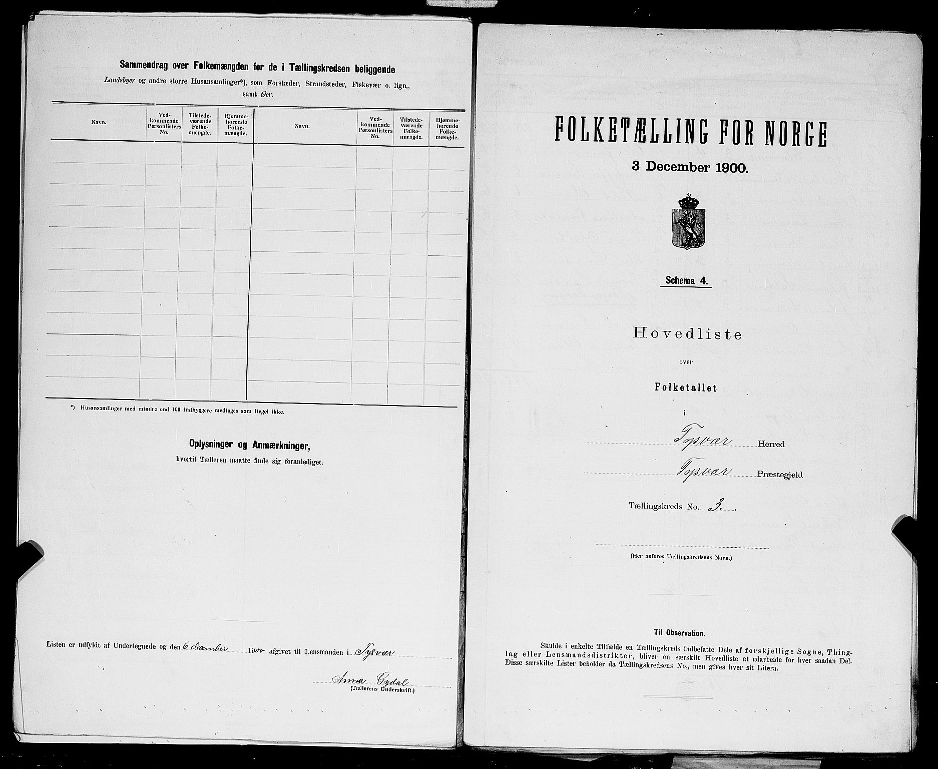 SAST, 1900 census for Tysvær, 1900, p. 18