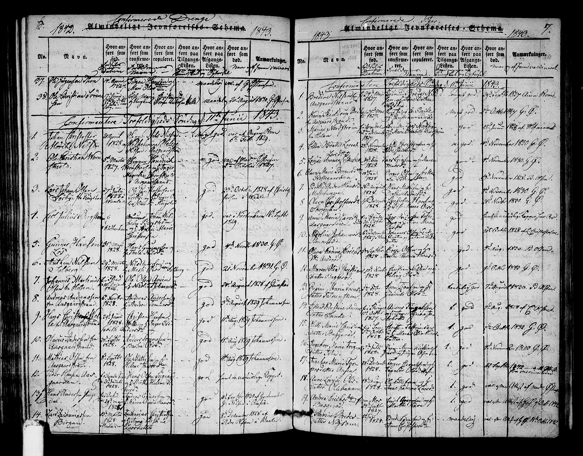 Borre kirkebøker, SAKO/A-338/F/Fa/L0004: Parish register (official) no. I 4, 1815-1845, p. 6-7