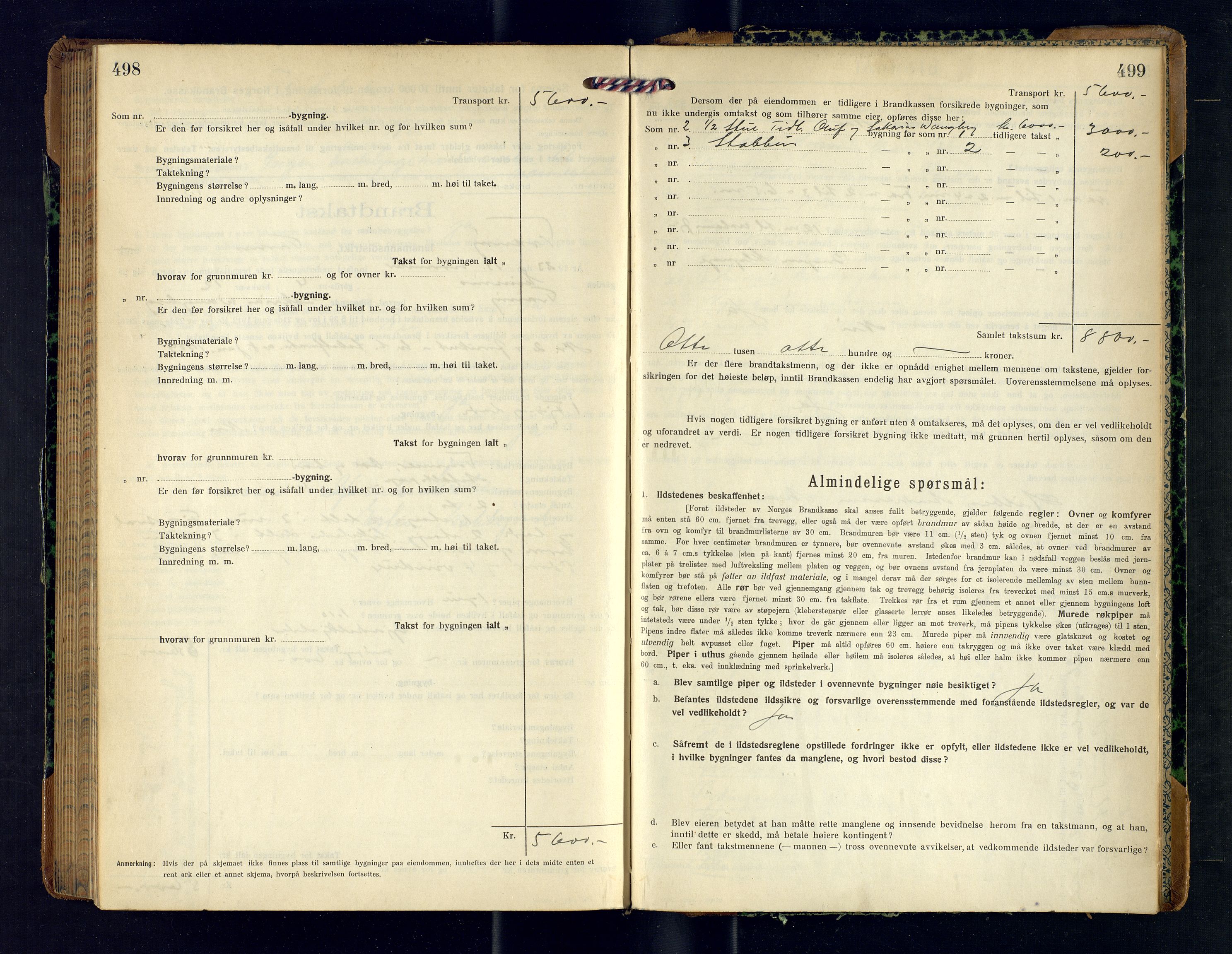 Tranøy lensmannskontor (Sørreisa lensmannskontor), AV/SATØ-SATØ-46/1/F/Fq/Fqc/L0262: Branntakstprotokoller, 1921-1923, p. 498-499