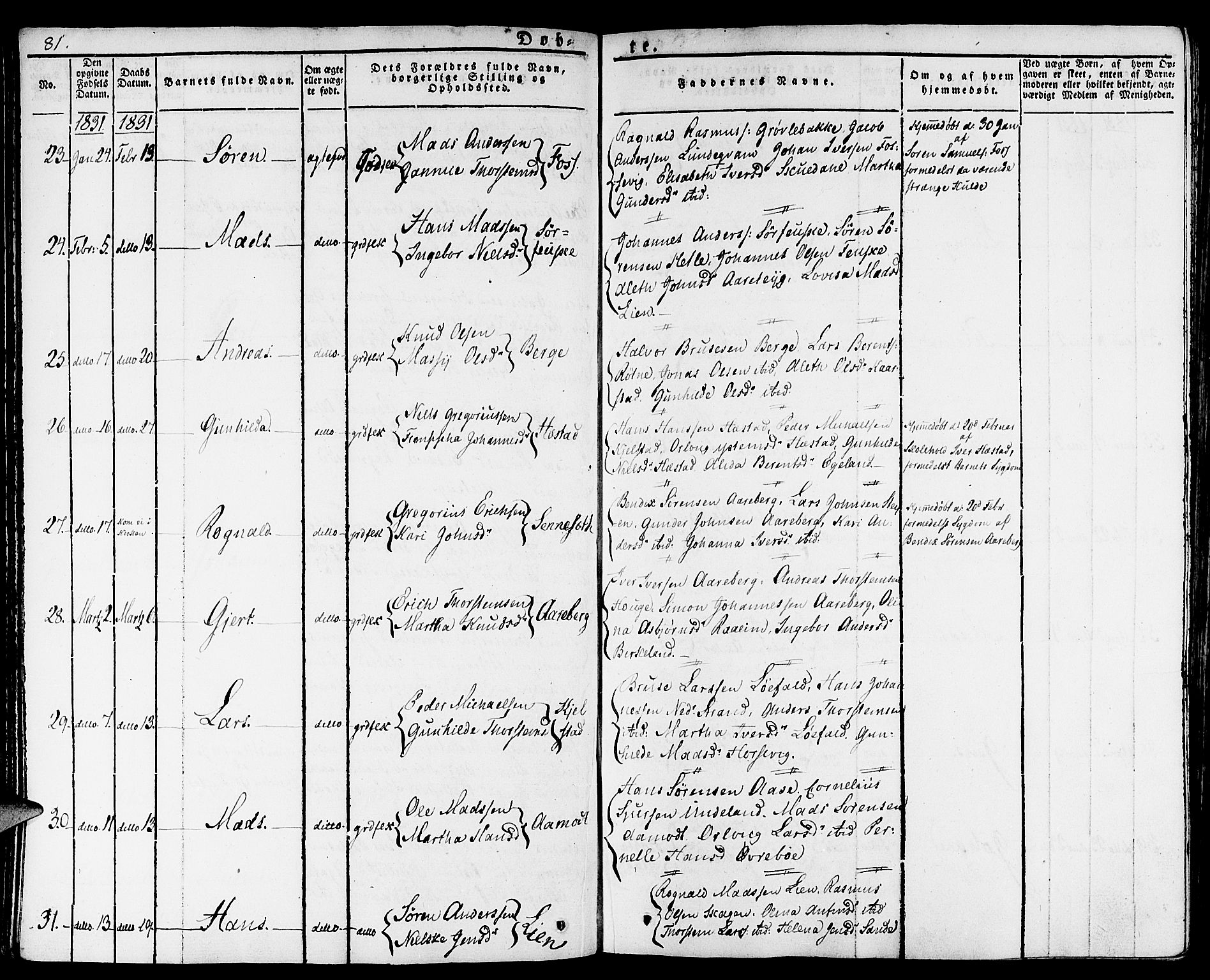 Gaular sokneprestembete, SAB/A-80001/H/Haa: Parish register (official) no. A 3, 1821-1840, p. 81