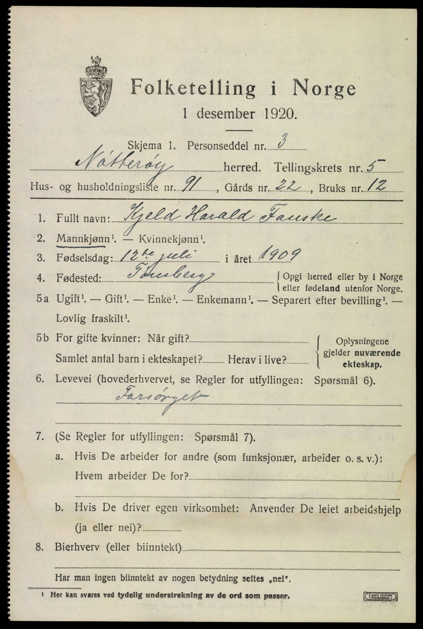 SAKO, 1920 census for Nøtterøy, 1920, p. 8431