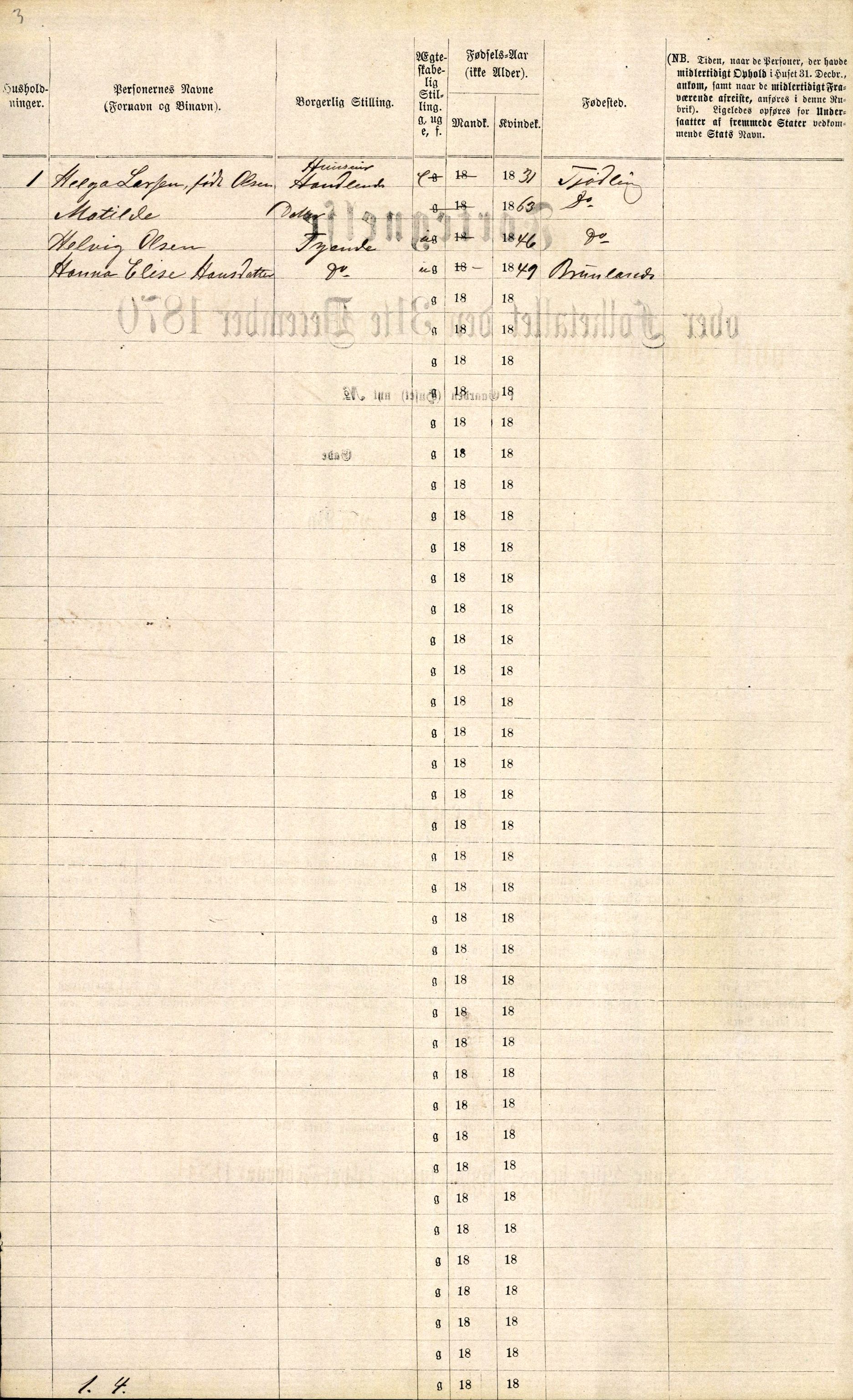 RA, 1870 census for 0707 Larvik, 1870, p. 1028