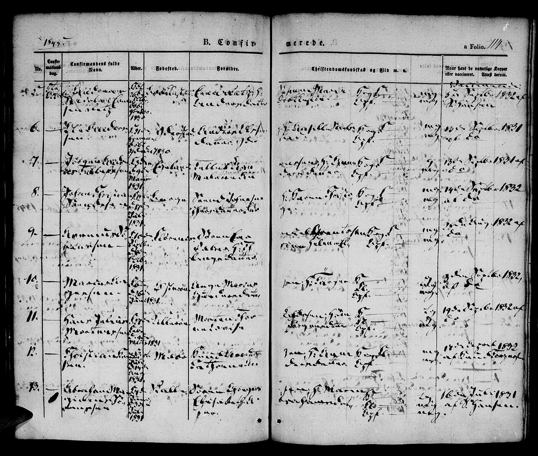 Vestre Moland sokneprestkontor, AV/SAK-1111-0046/F/Fa/Fab/L0005: Parish register (official) no. A 5, 1841-1849, p. 114