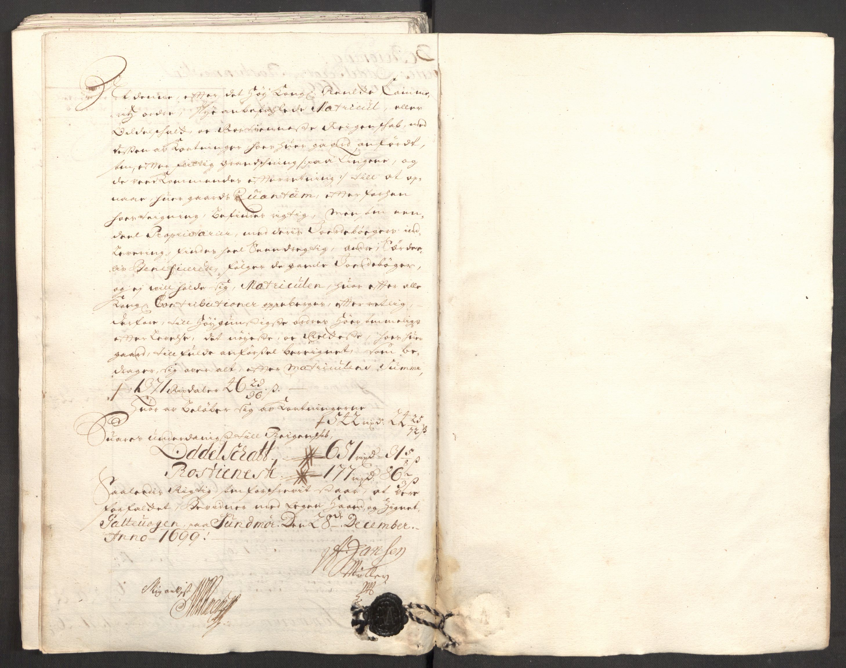 Rentekammeret inntil 1814, Reviderte regnskaper, Fogderegnskap, AV/RA-EA-4092/R54/L3557: Fogderegnskap Sunnmøre, 1699, p. 222