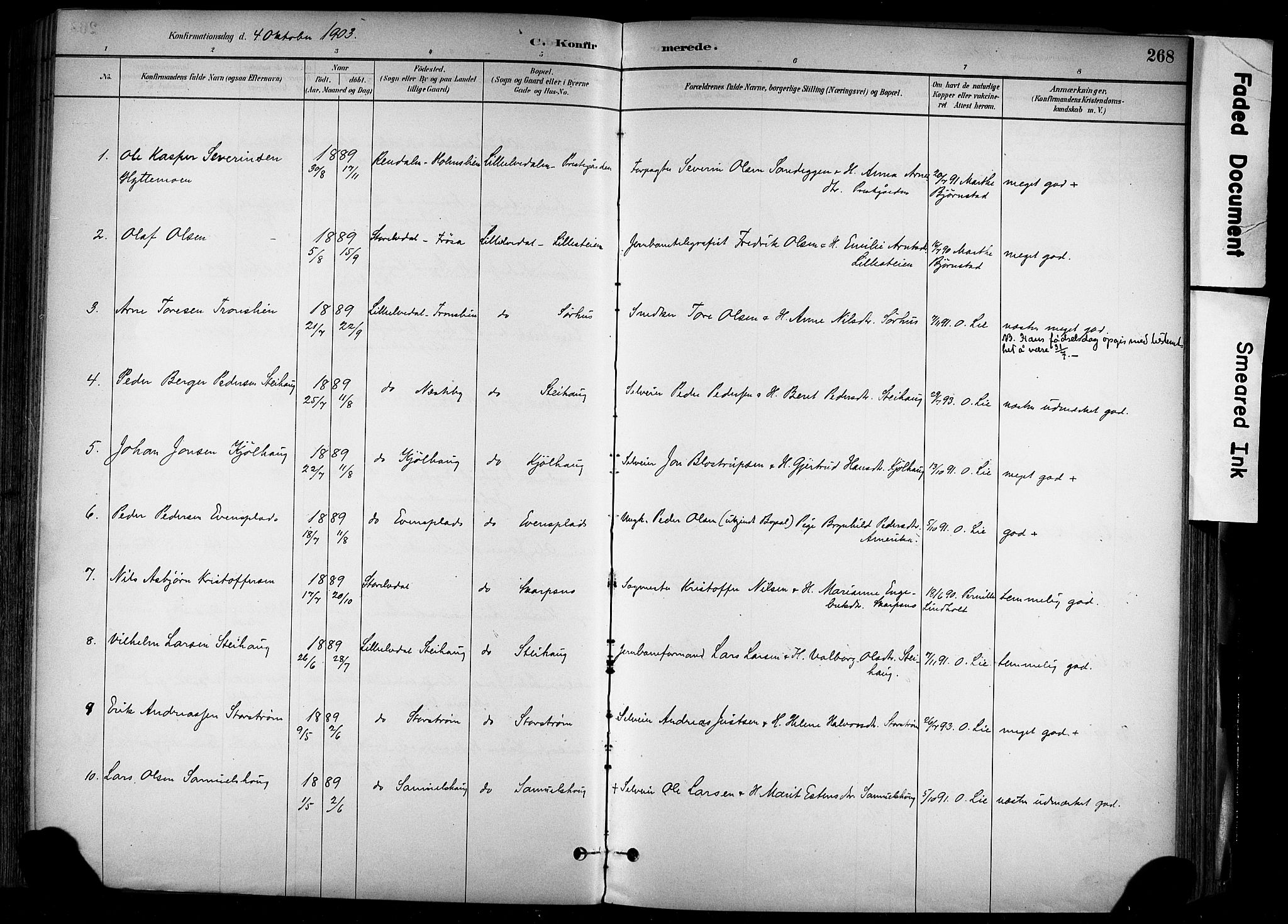 Alvdal prestekontor, SAH/PREST-060/H/Ha/Haa/L0002: Parish register (official) no. 2, 1883-1906, p. 268