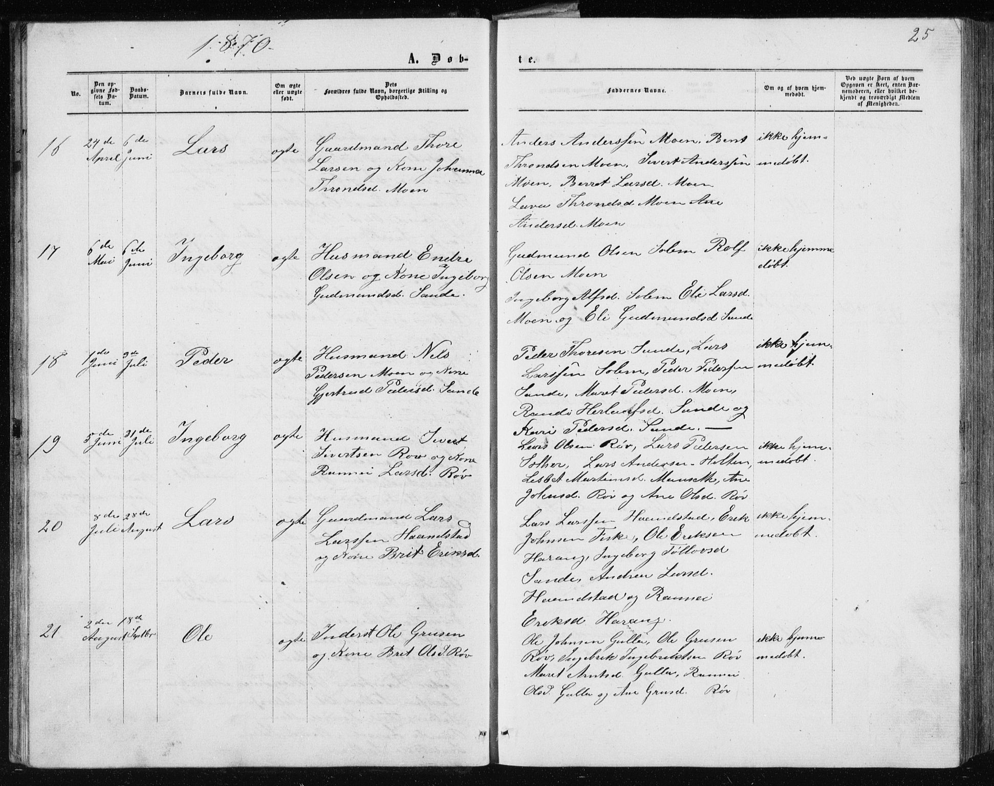 Ministerialprotokoller, klokkerbøker og fødselsregistre - Møre og Romsdal, AV/SAT-A-1454/597/L1064: Parish register (copy) no. 597C01, 1866-1898, p. 25