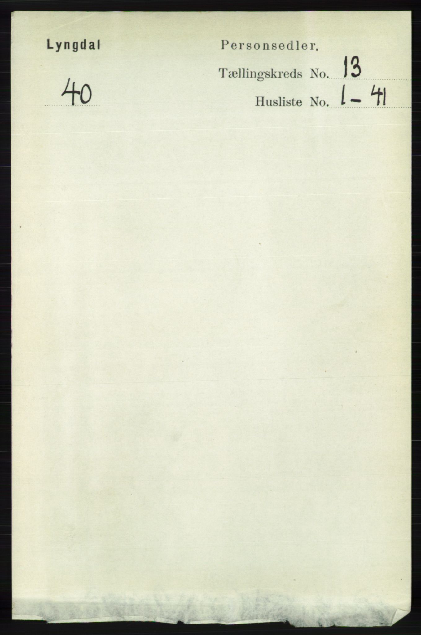 RA, 1891 census for 1032 Lyngdal, 1891, p. 5601