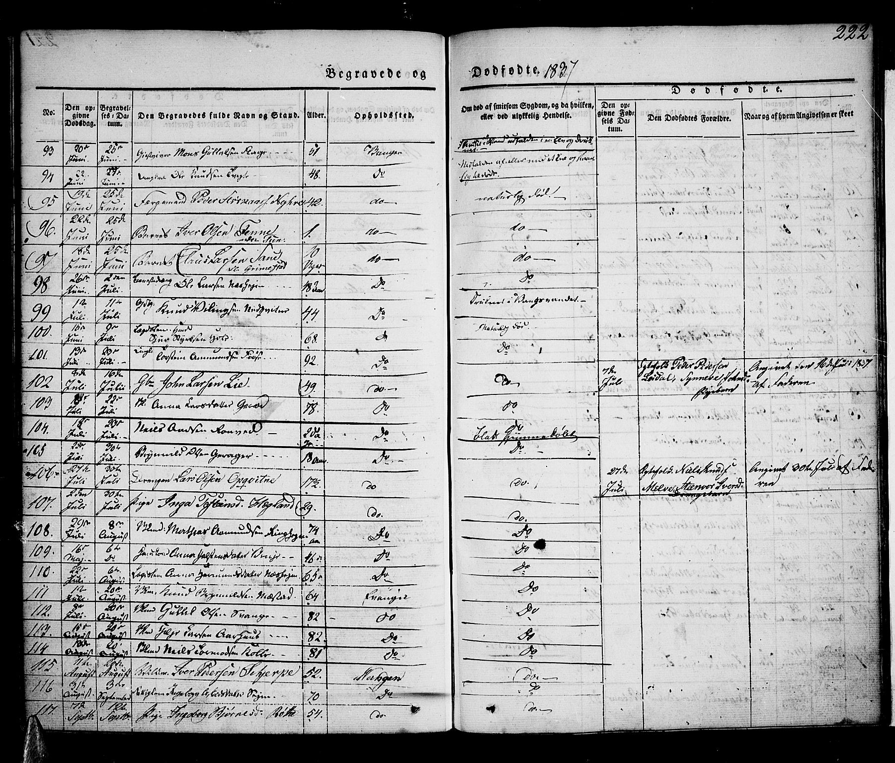 Voss sokneprestembete, SAB/A-79001/H/Haa: Parish register (official) no. A 13, 1836-1851, p. 222