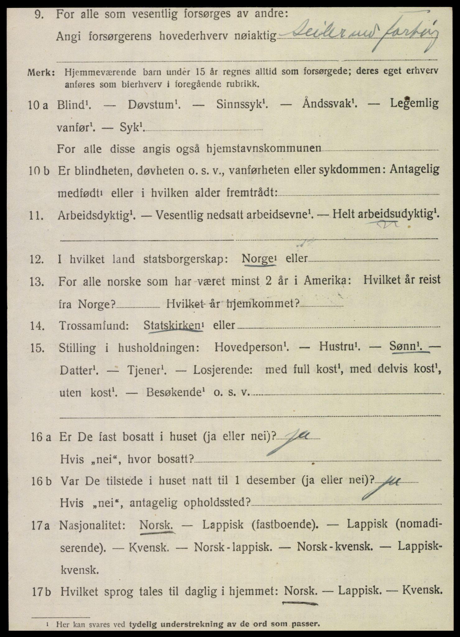 SAT, 1920 census for Vega, 1920, p. 4536